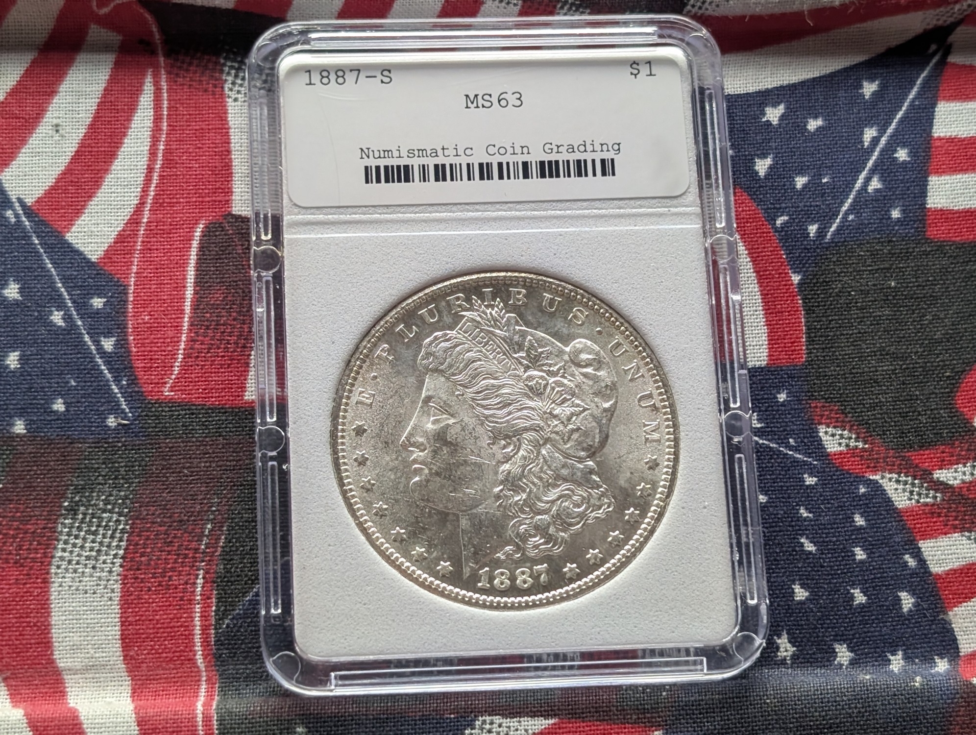 1887-S Morgan 90% Silver Dollar - NCG Cert. MS63 (NOT NGC)