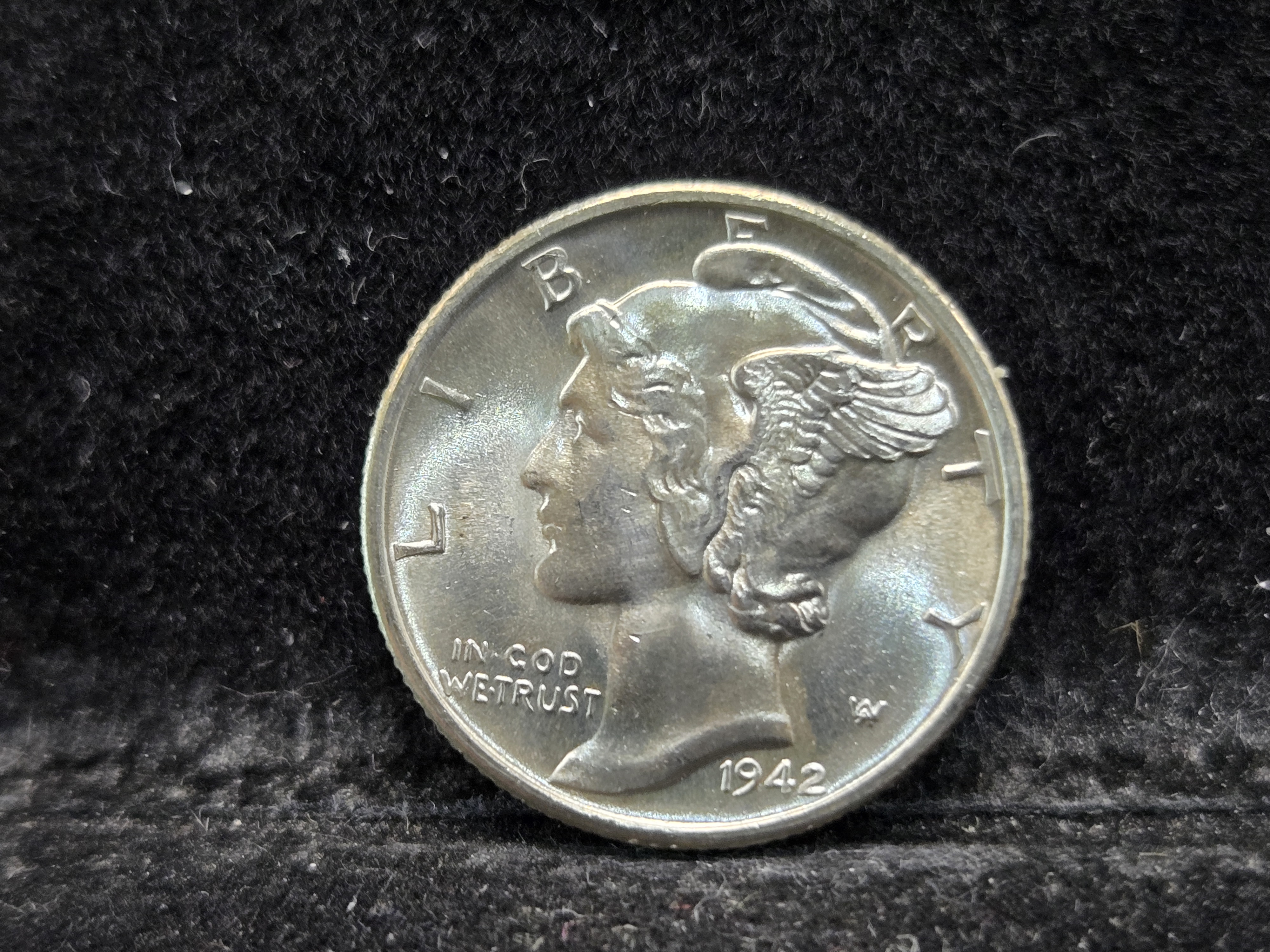 1942-S Mercury 90% Silver Dime - Full Split Bands