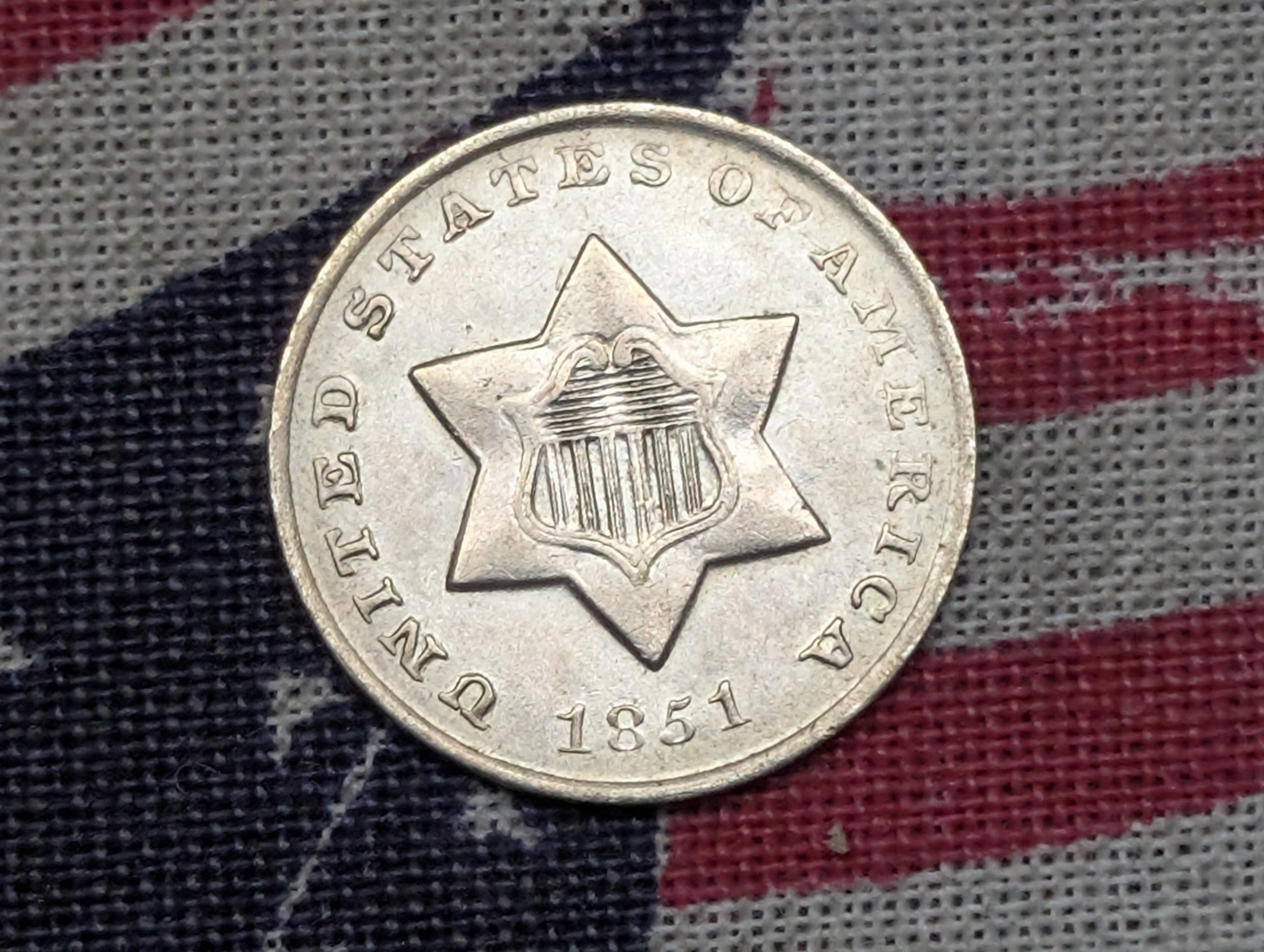 XF - 1851-O Three Cent Silver - 75% Silver