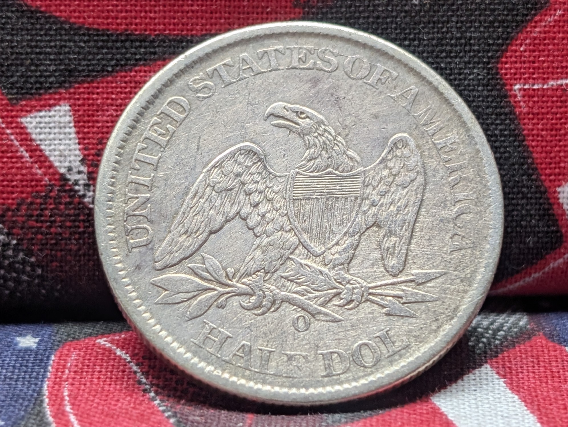XF - 1861-O w/ Drapery Seated Liberty 90% Silver Half Dollar