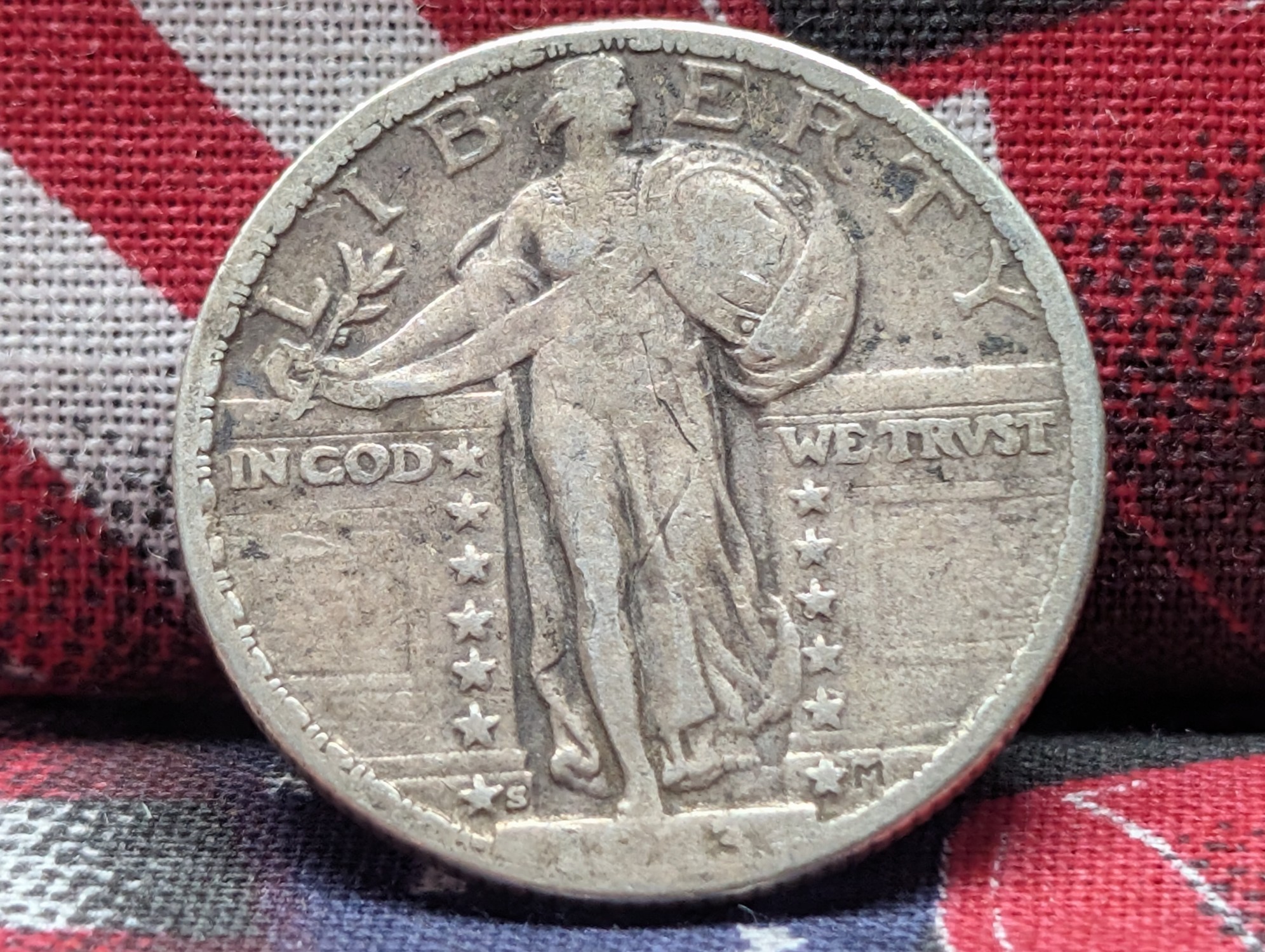 VF - 1923-S Standing Liberty 90% Silver Quarter