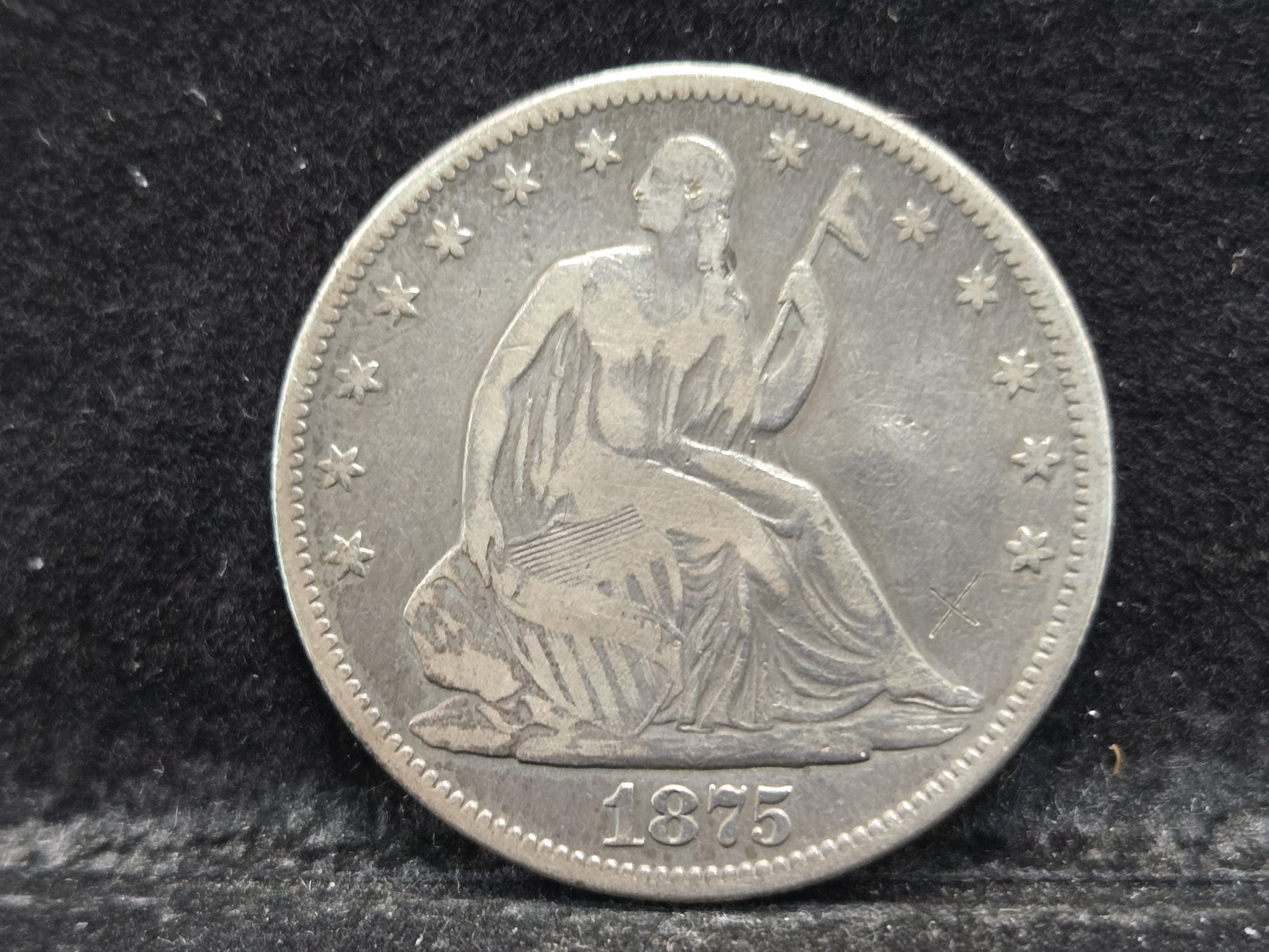 1875 Seated Liberty 90% Silver Half-Dollar - Circ