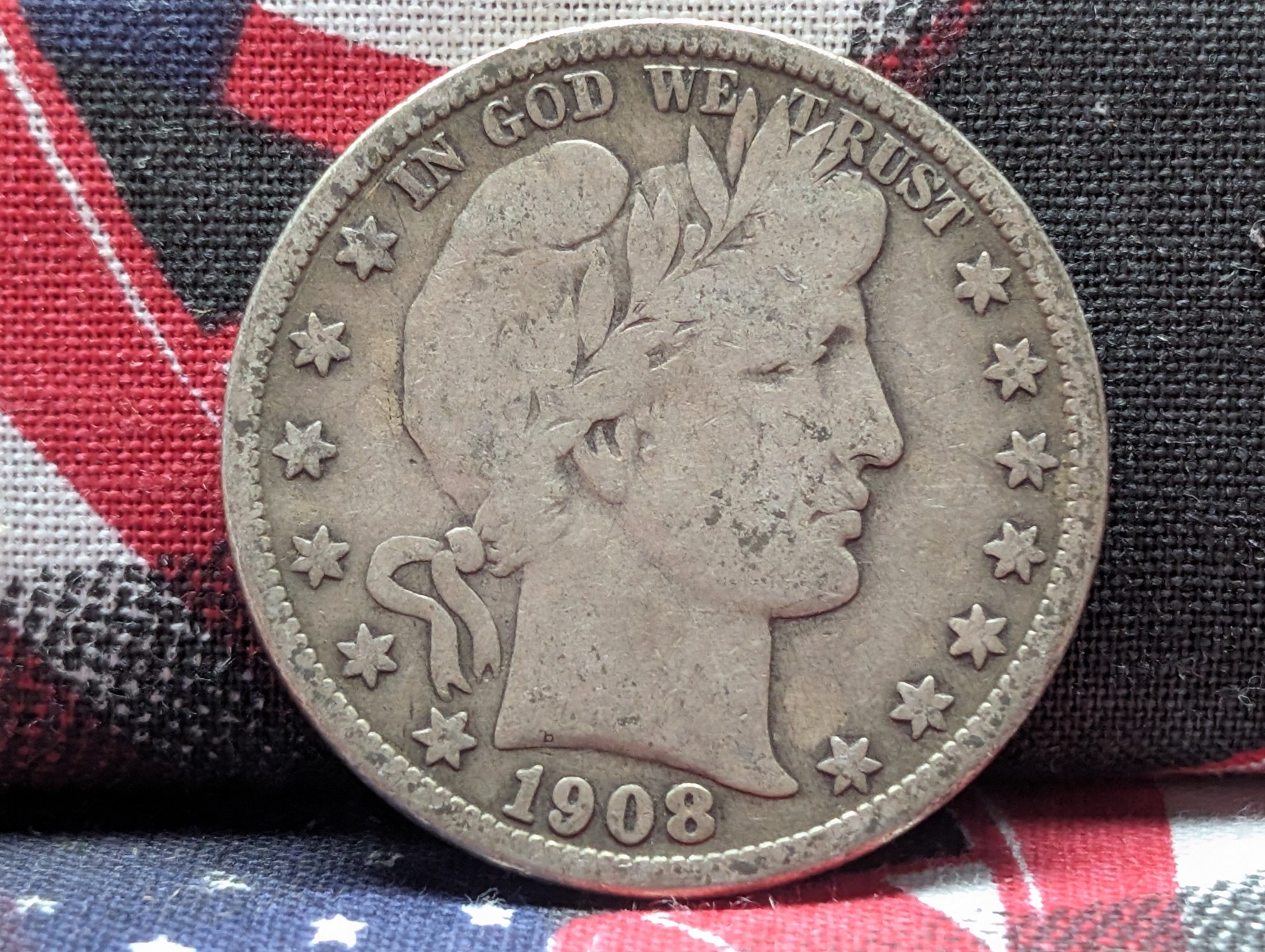 1908-S Barber 90% Silver Half Dollar - CHOICE VG