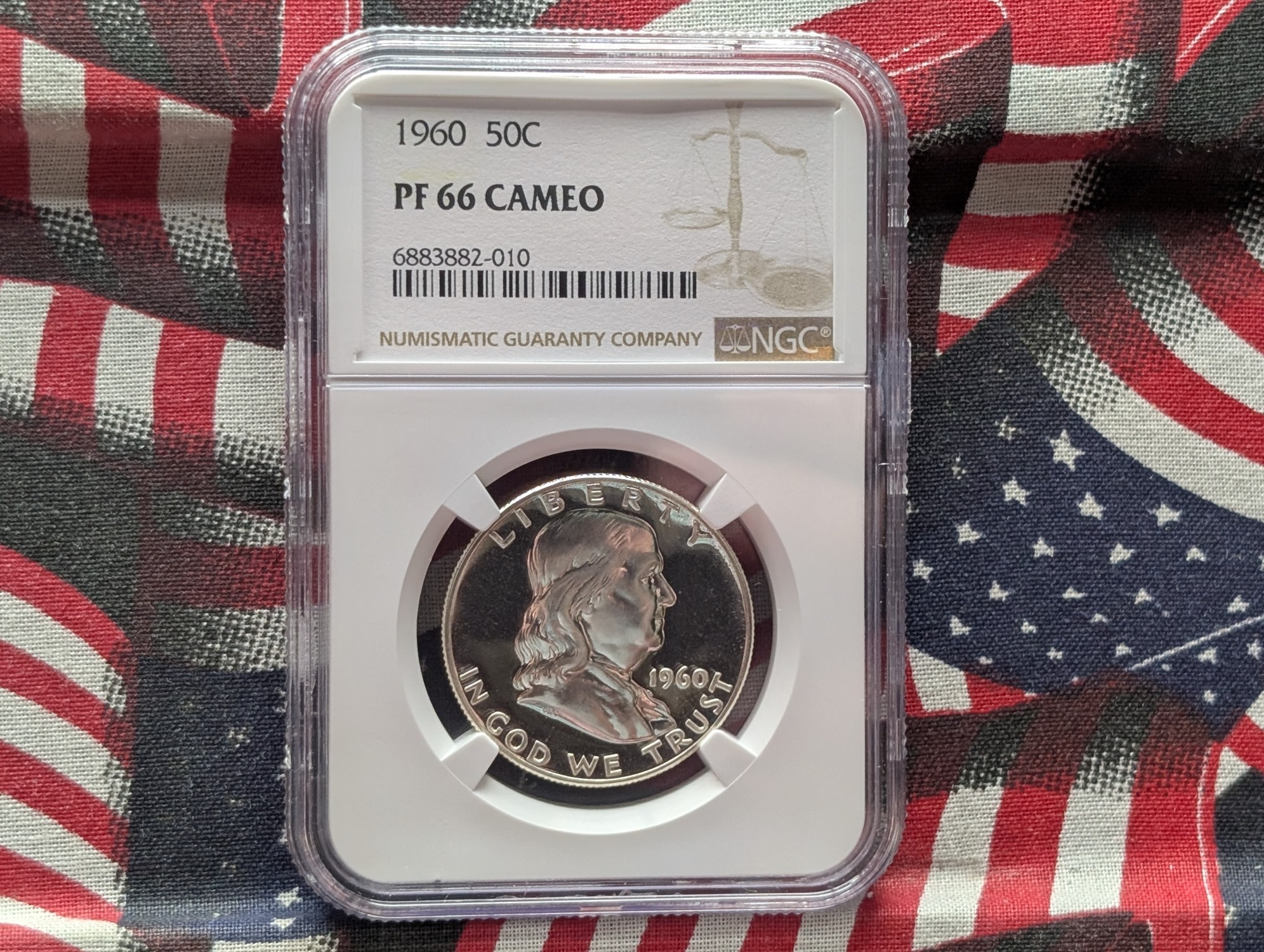 1960 PROOF Franklin 90% Silver Half Dollar - NGC PF66 CAMEO