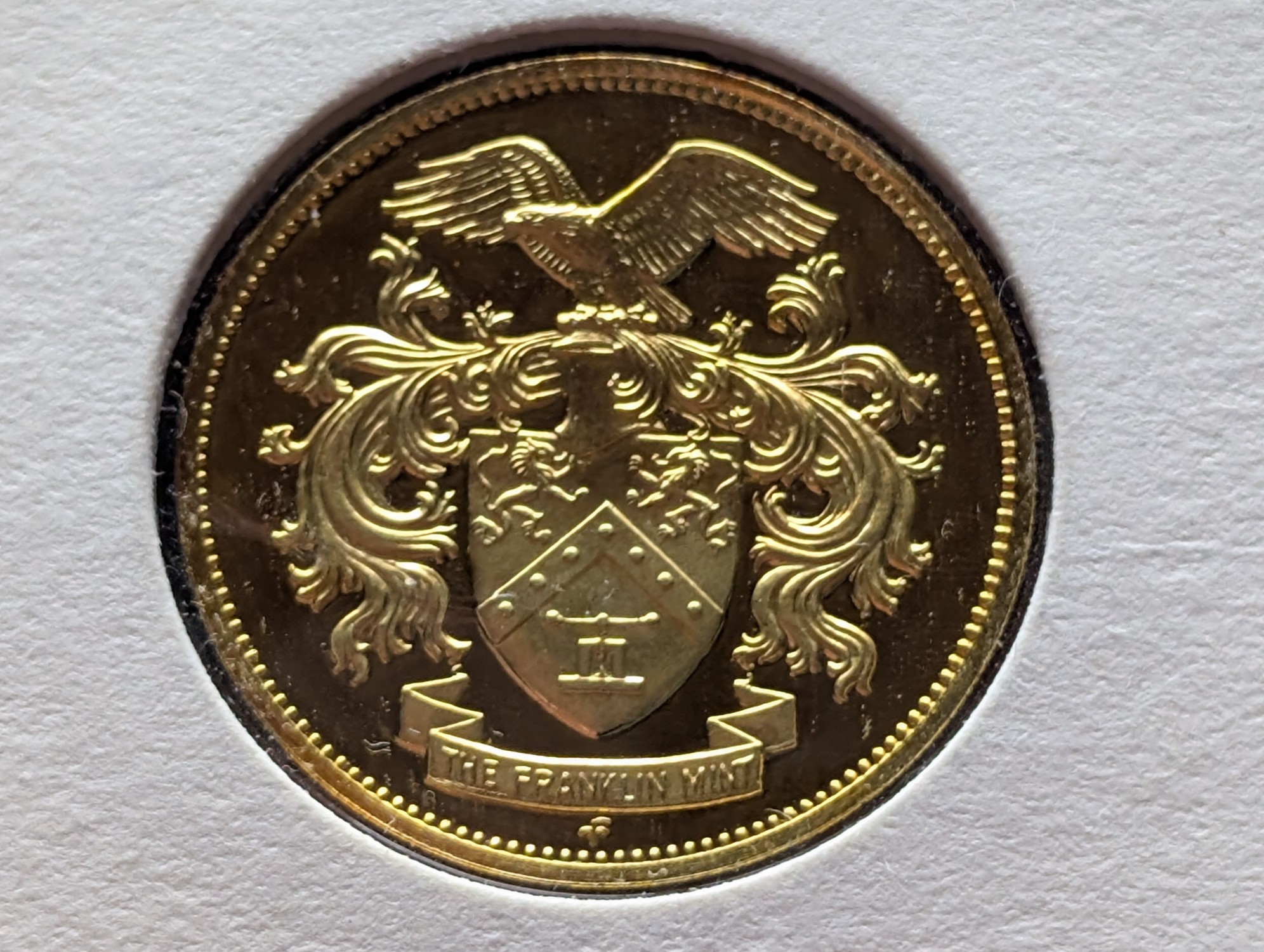 1970 Dated Franklin Mint Sterling Silver & Gold Plated Charter Member Medal