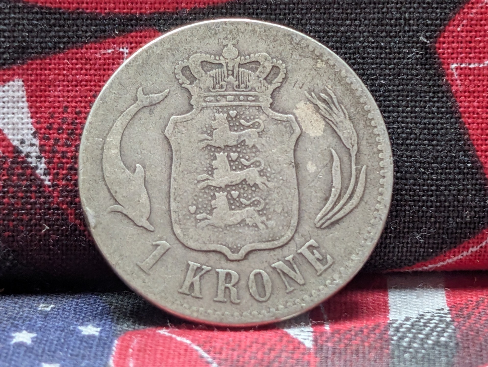 1875 Denmark 1 80% Silver Krone - 7.5 Grams