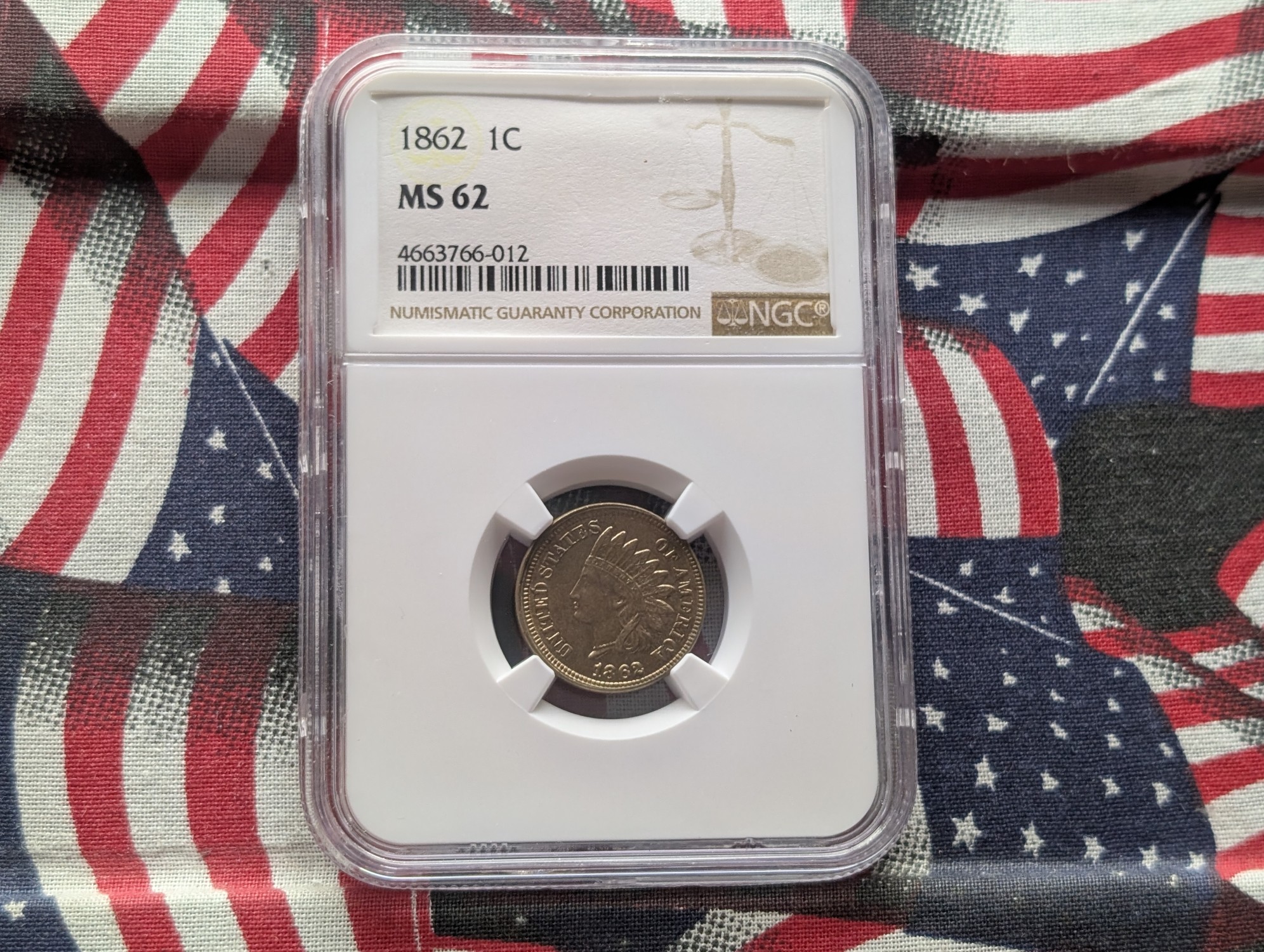 1862 Indian Head Cent - NGC MS62