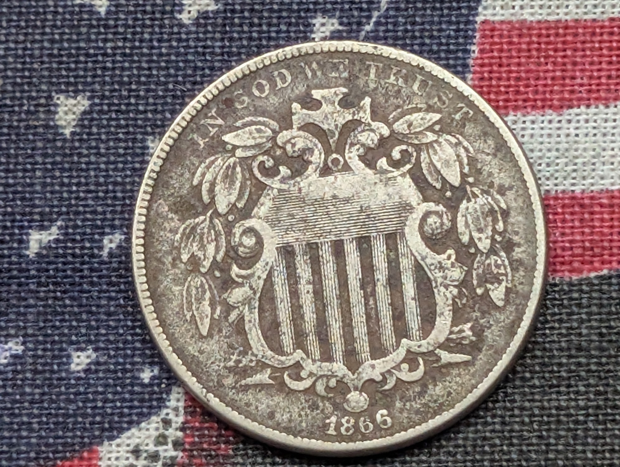 FINE - 1866 Shield Nickel