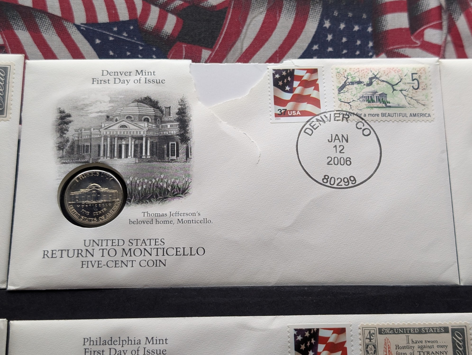 (12) 2006 P&D Mint Return to Monticello Nickel Collection in First Day Covers in Storage Box w/ COA