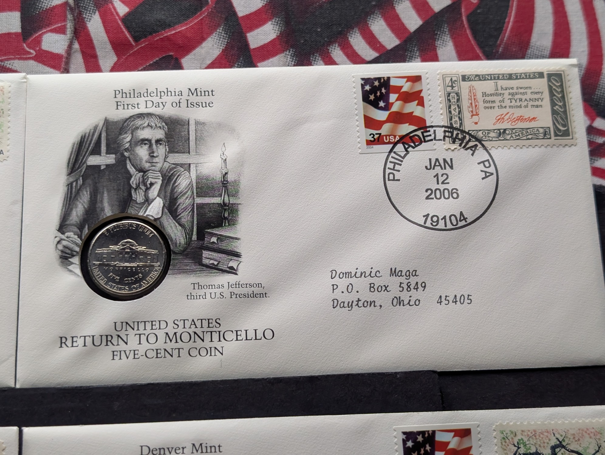 (12) 2006 P&D Mint Return to Monticello Nickel Collection in First Day Covers in Storage Box w/ COA