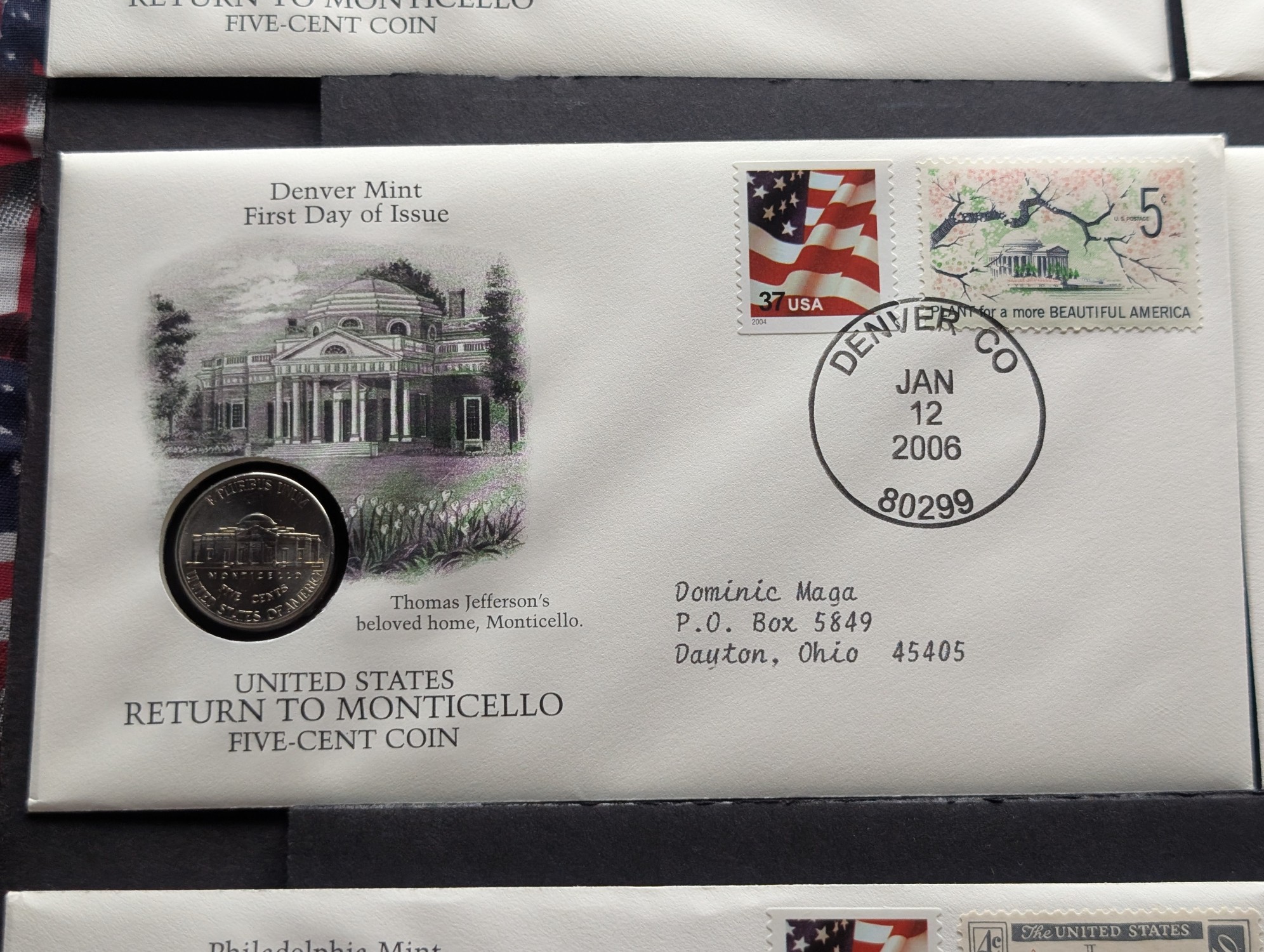(12) 2006 P&D Mint Return to Monticello Nickel Collection in First Day Covers in Storage Box w/ COA
