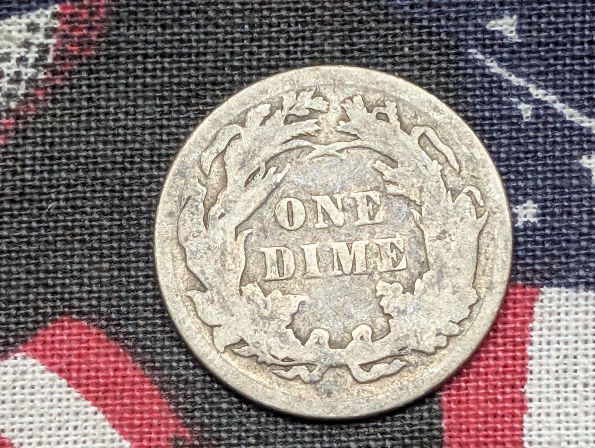 1889 w/ Legend Seated Liberty 90% Silver Dime - VG