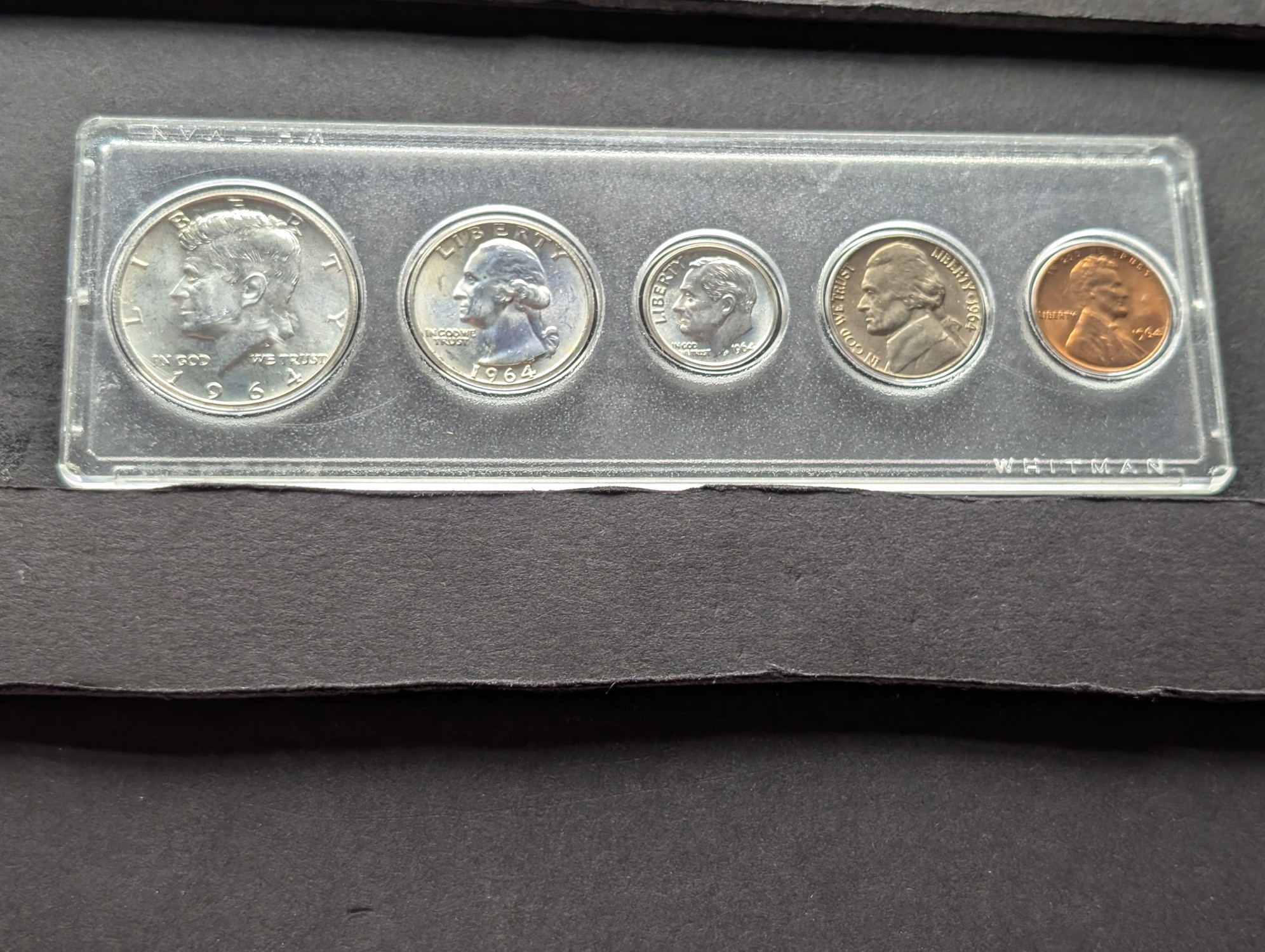 1964 Year U.S. Coin Set in Whitman Case - Includes (3) 90% Silver Coins