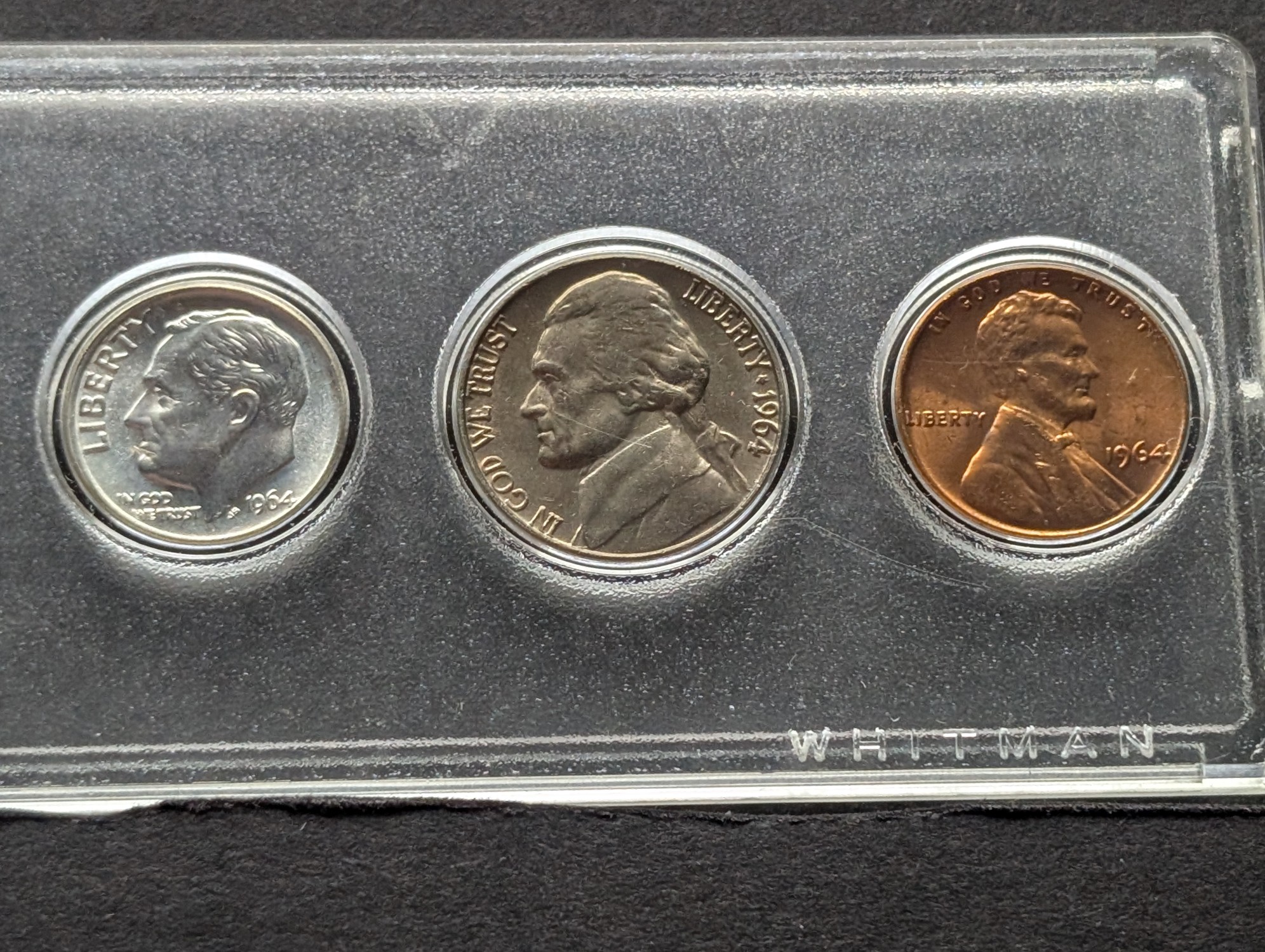 1964 Year U.S. Coin Set in Whitman Case - Includes (3) 90% Silver Coins