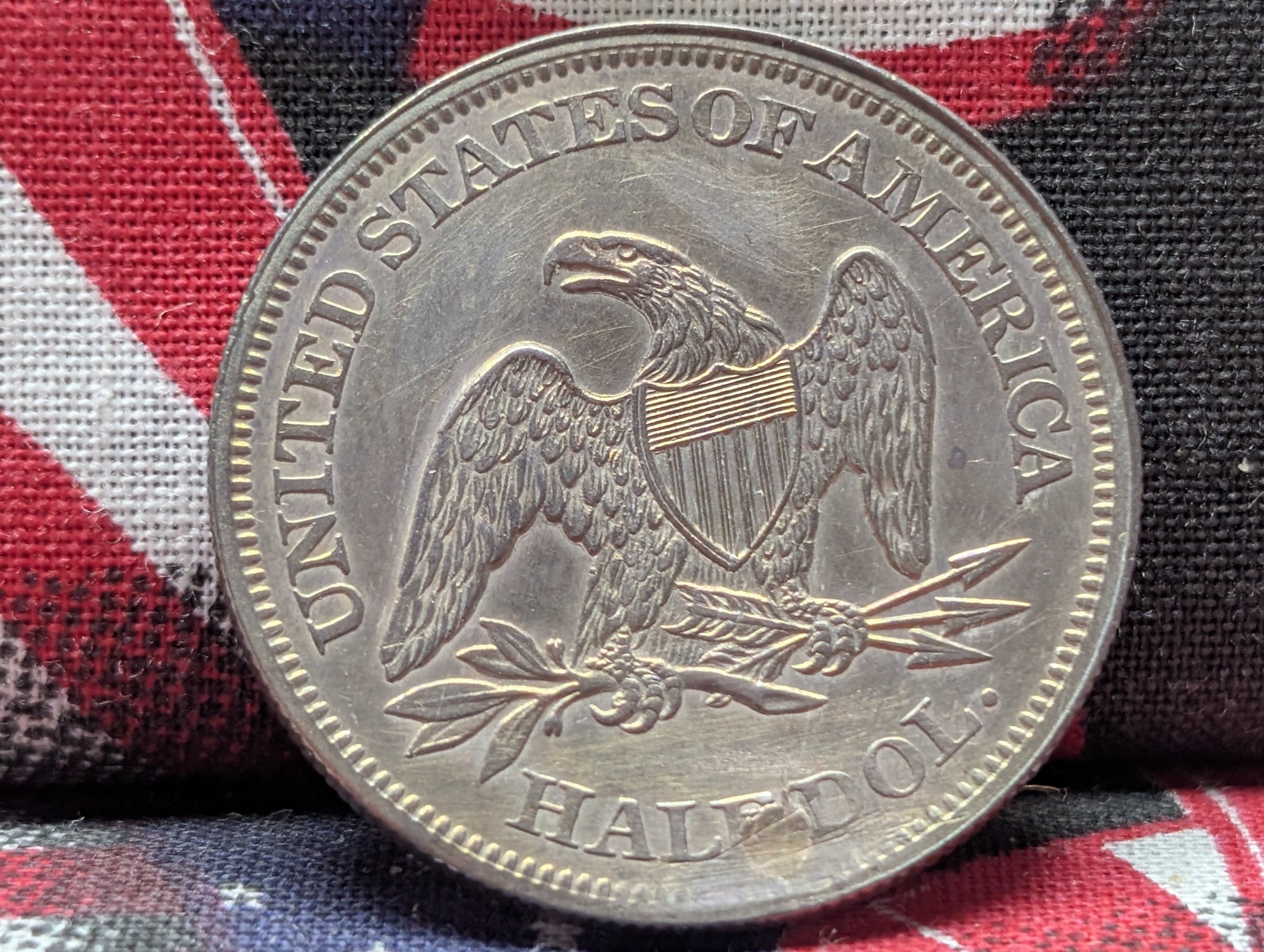 1861 w/ Drapery Seated Liberty 90% Silver Half Dollar w/ Repaired Plugged - UNC