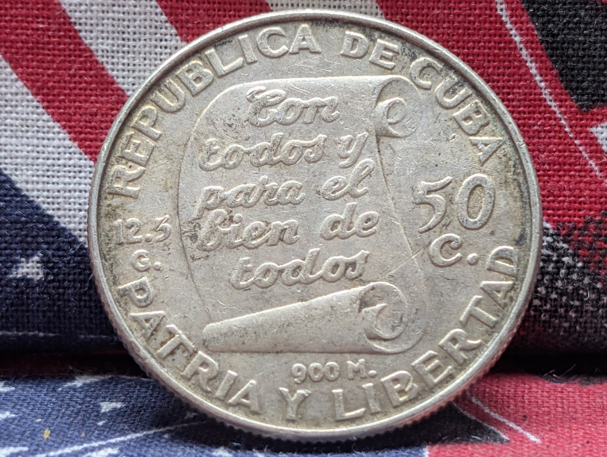 1953 Caribbean 50 Silver Centavos, 90% Silver 12.5g
