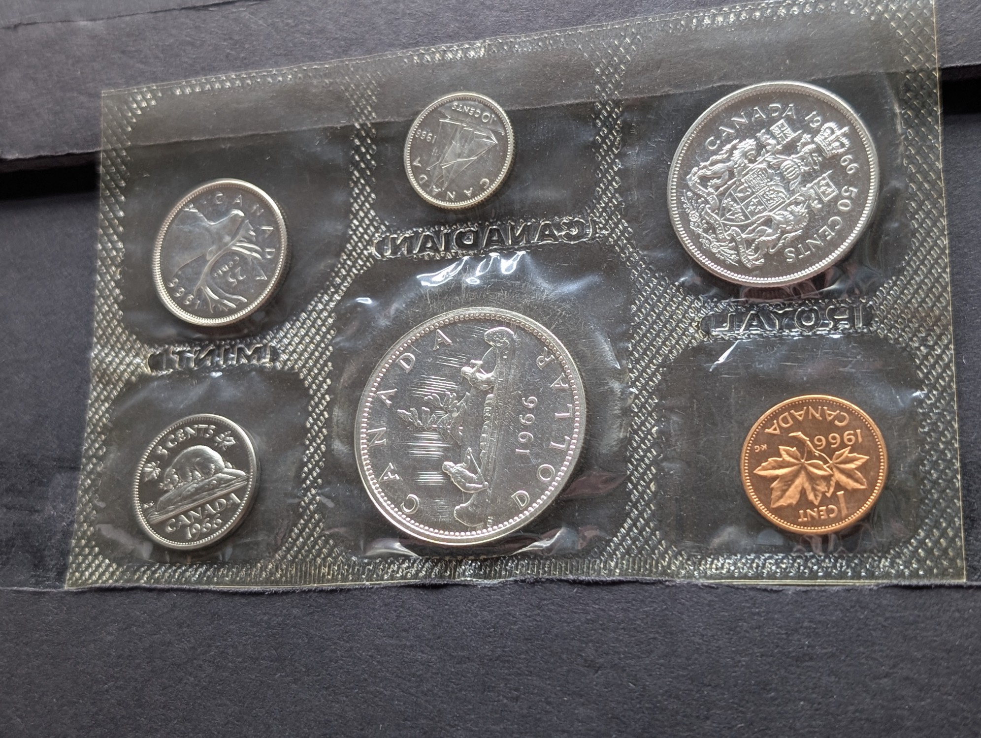 1966 Canada Unc. Coin Set with (4) 80% Silver Coins in OGP w/ COA