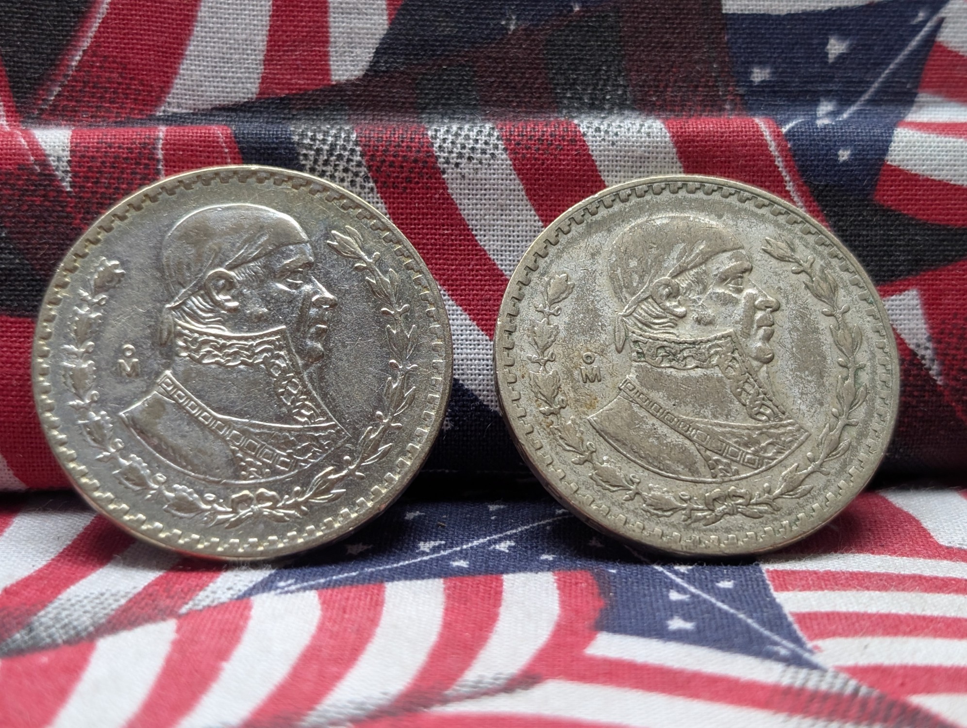1962 & 1959 Mexico 10% Silver Pesos - 16g Each