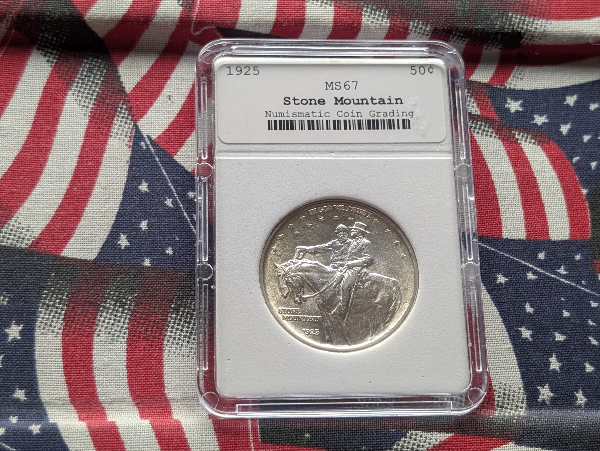 1925 Stone Mountain 90% Silver Half Dollar - NCG Cert. MS67 (NOT NGC)