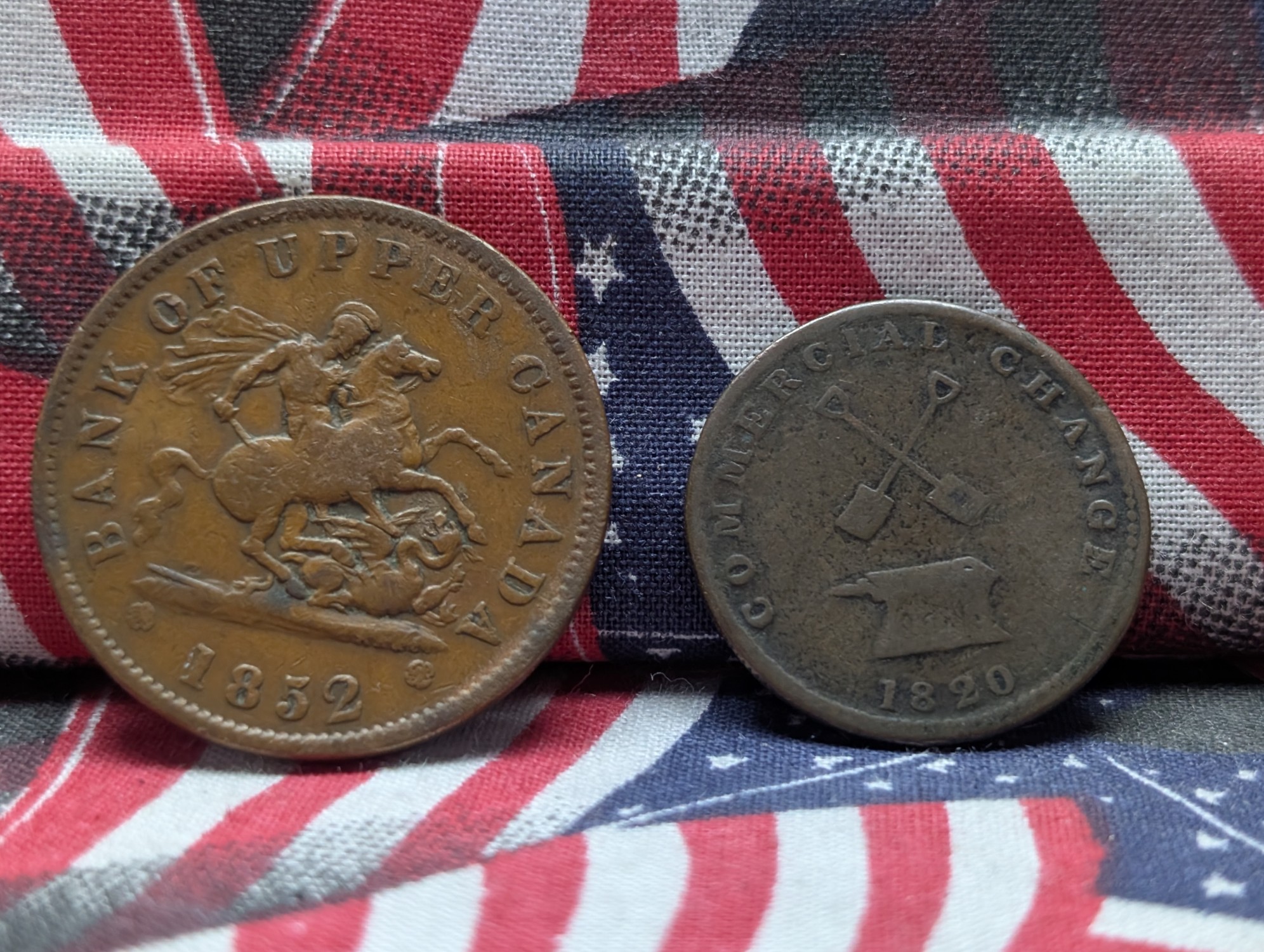 1852 Upper Canada 1 Penny & 1820 Canada 1/2 Penny Token