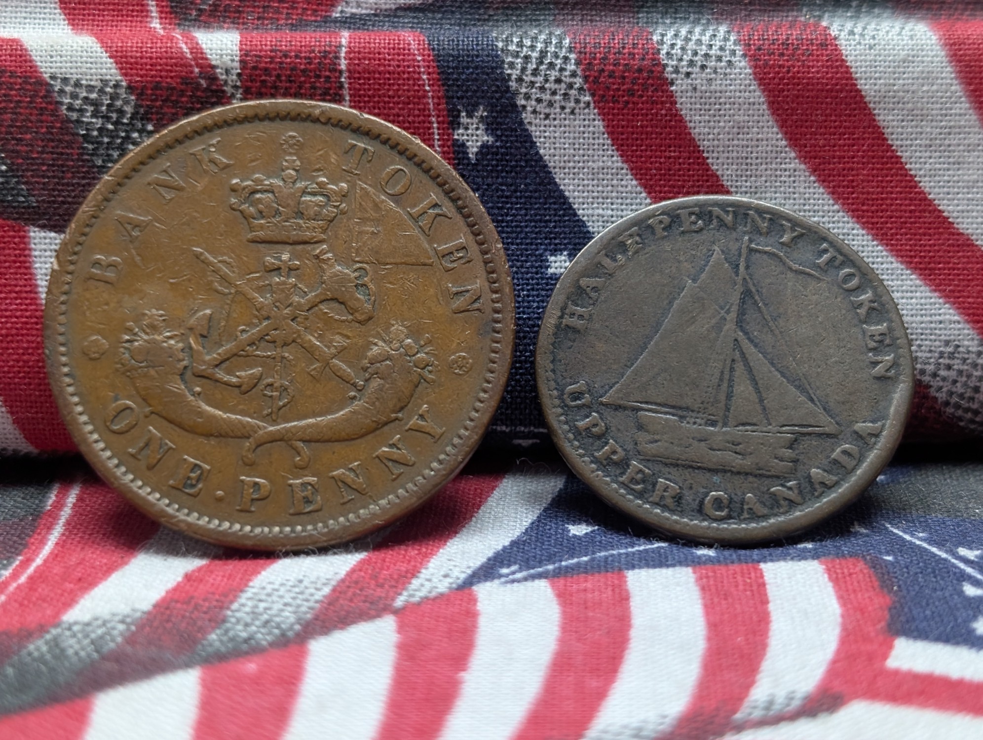 1852 Upper Canada 1 Penny & 1820 Canada 1/2 Penny Token