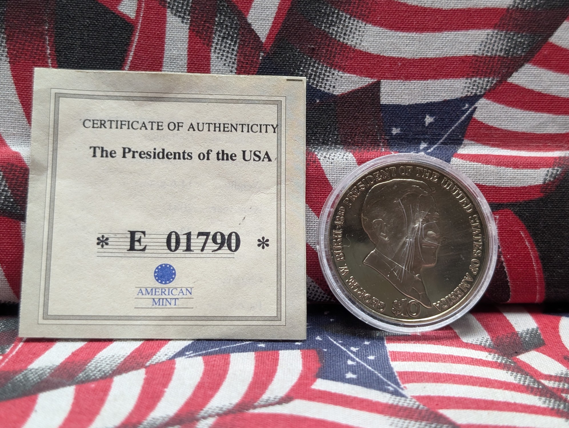 2004 Liberia $10 George W. Bush President Commemorative Round with COA