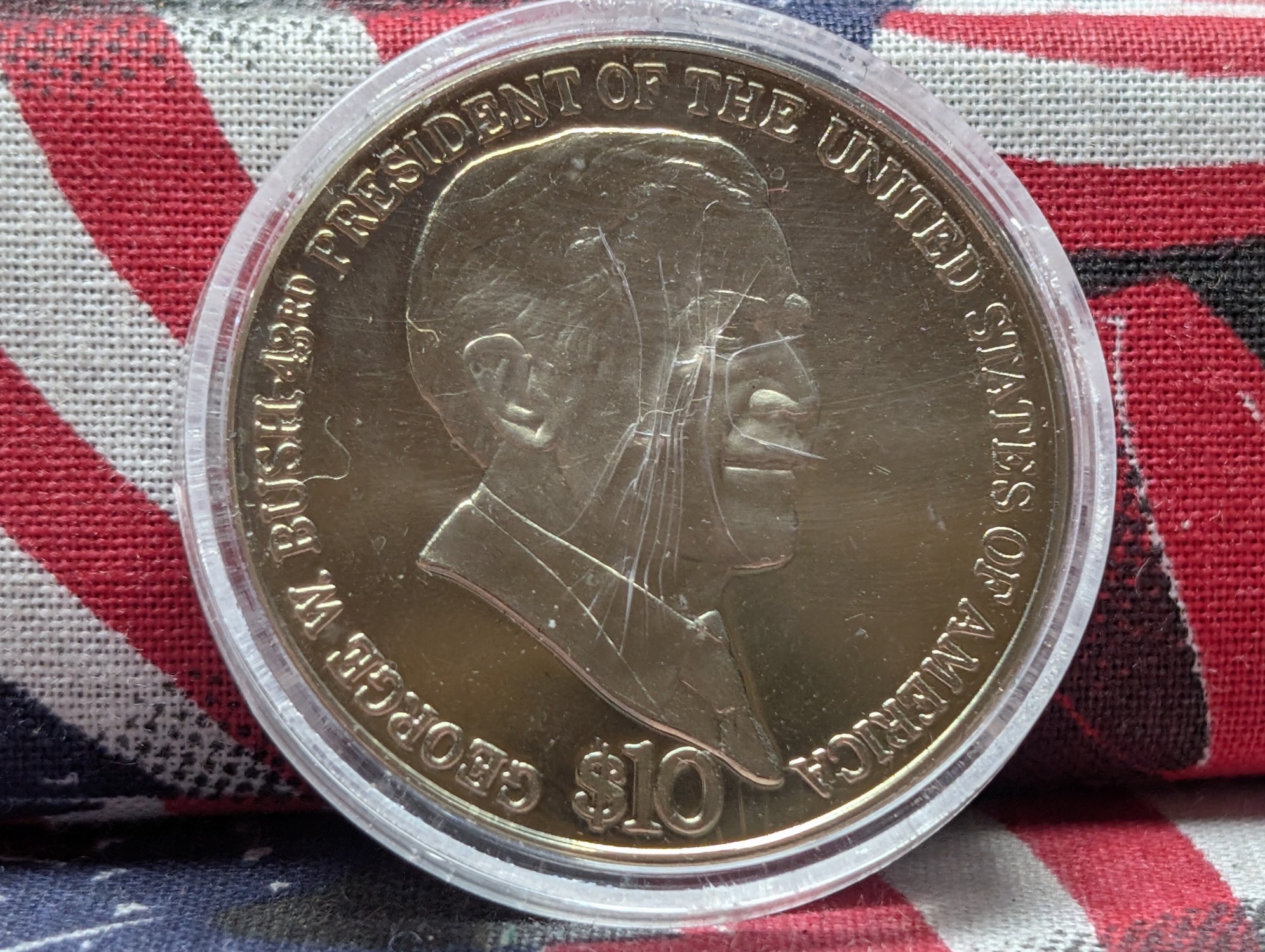 2004 Liberia $10 George W. Bush President Commemorative Round with COA