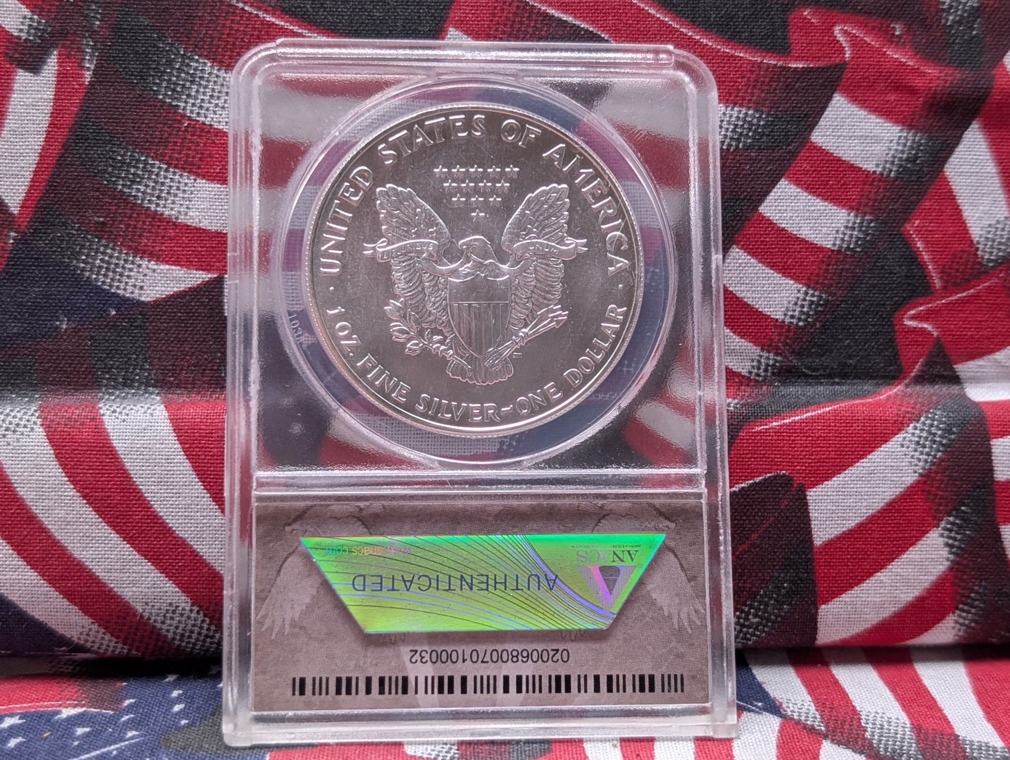 1992 American Silver Eagle - ANACS Cert. MS70 - First Release - MIDWEST HOARD, .999 Fine Silver One Troy Ounce
