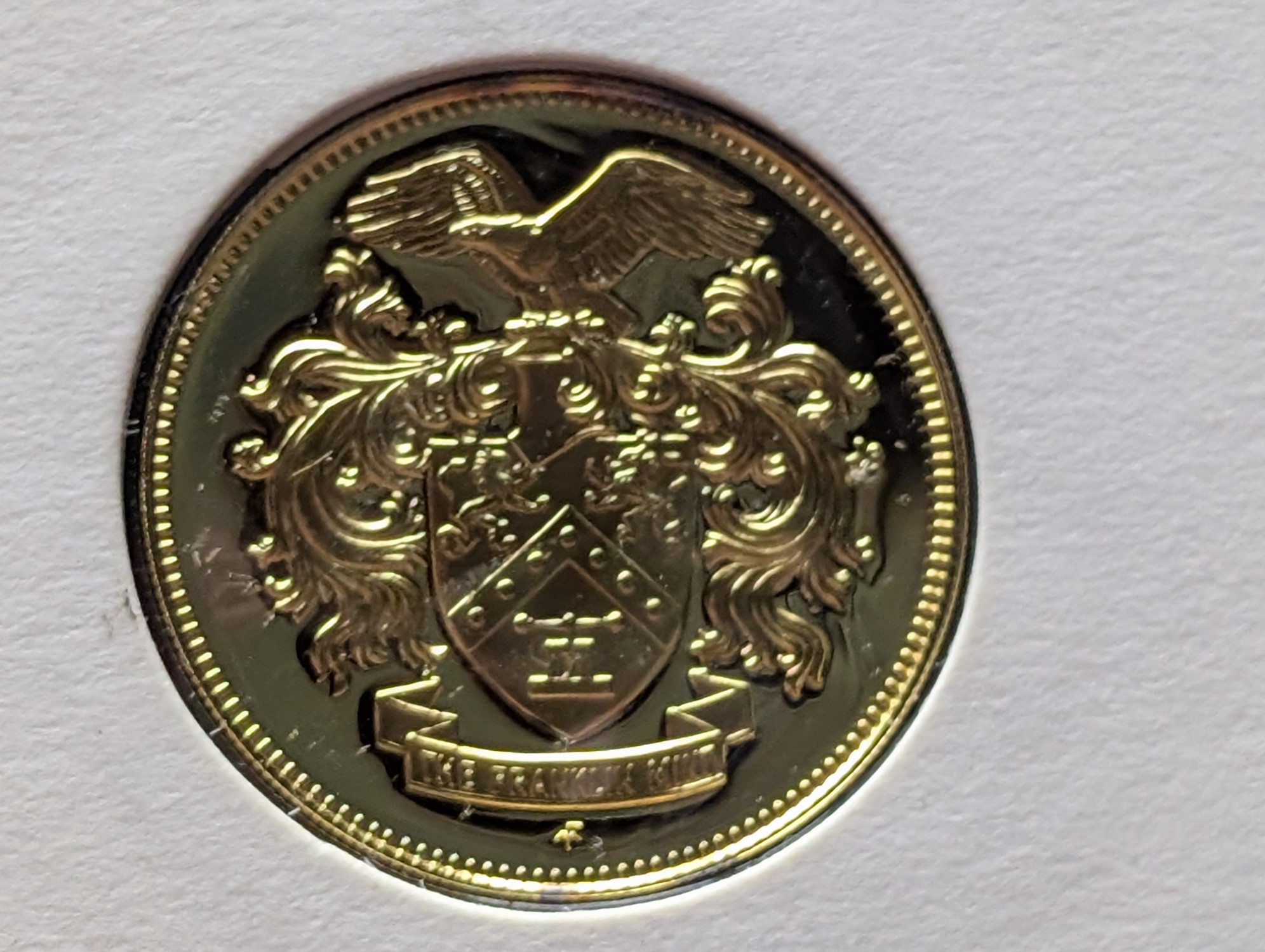 1979 Dated Franklin Mint Sterling Silver & Gold Plated Charter Member Medal