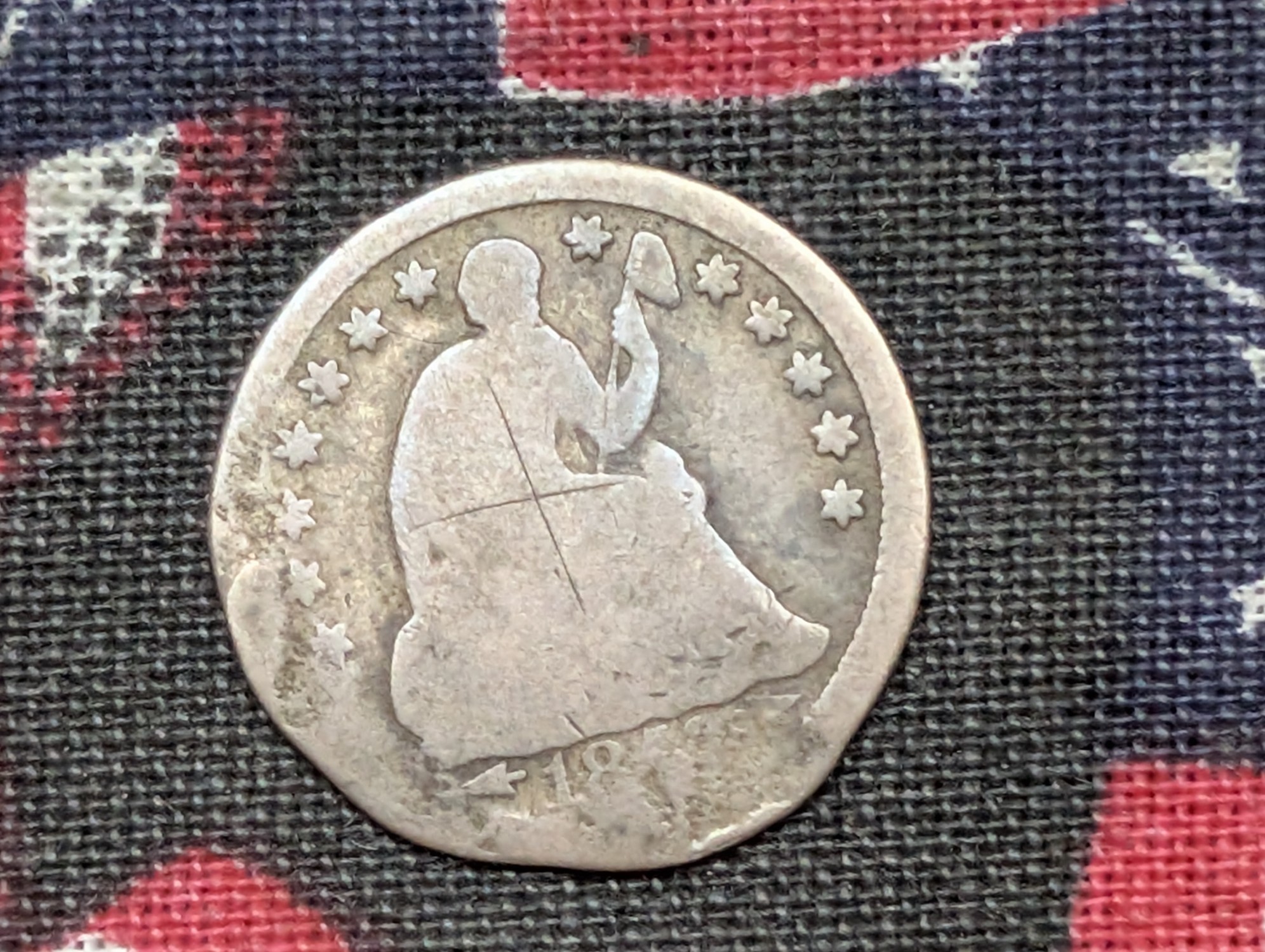 1853 Seated Liberty Half Dime w/ Damage