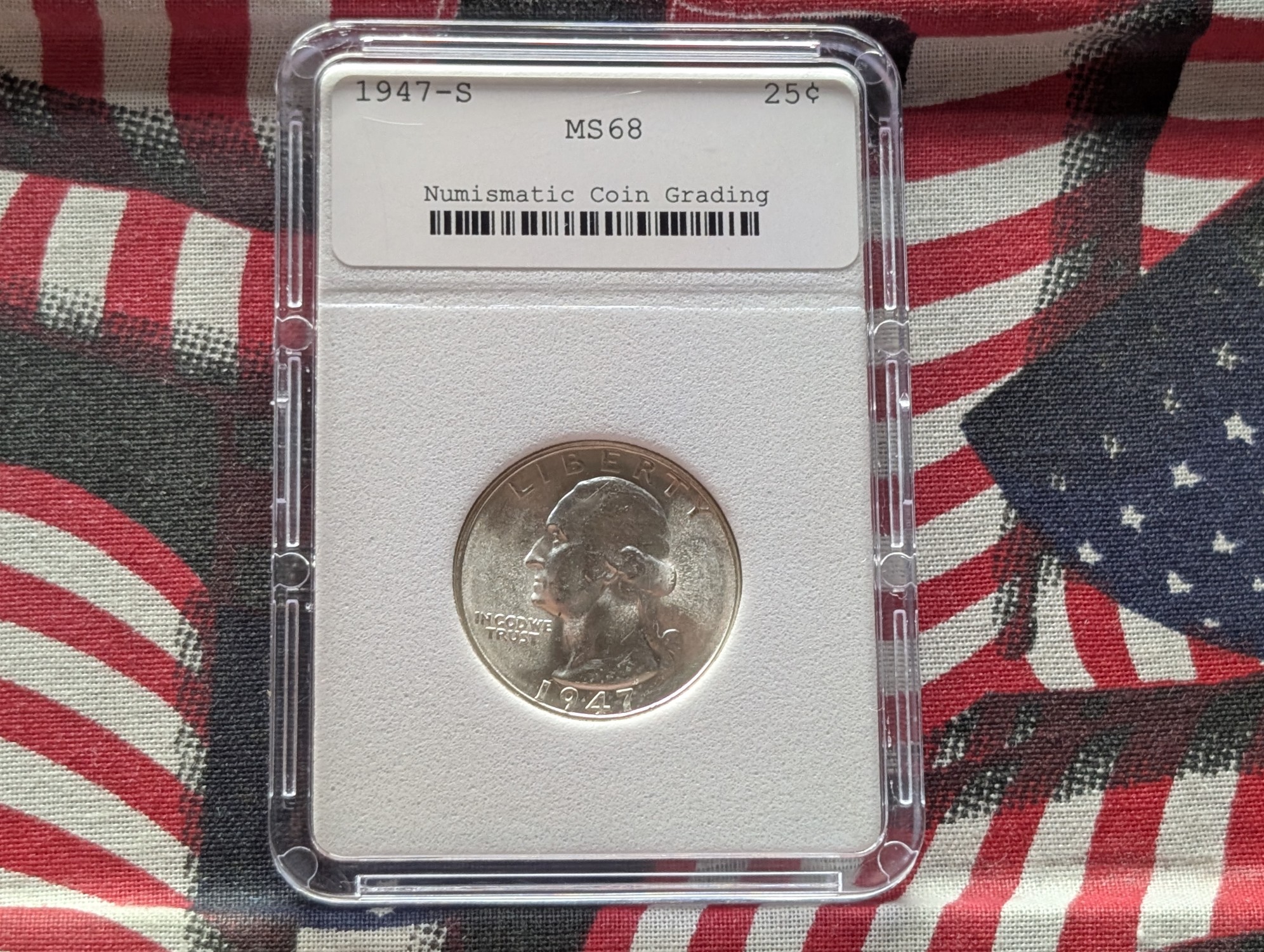 1947-S Washington 90% Silver Quarter - NCG Cert. MS68 (NOT NGC)