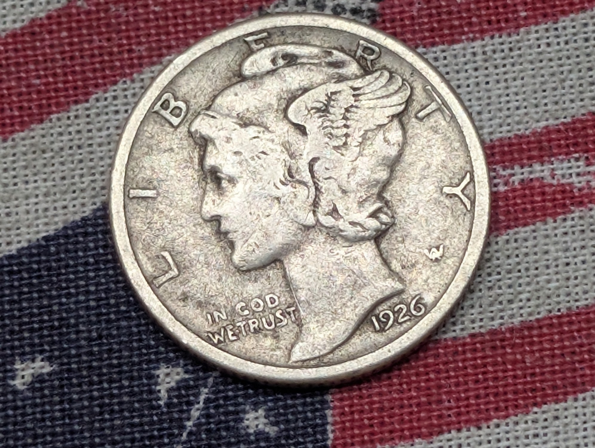 FINE - 1926-D Mercury 90% Silver Dime