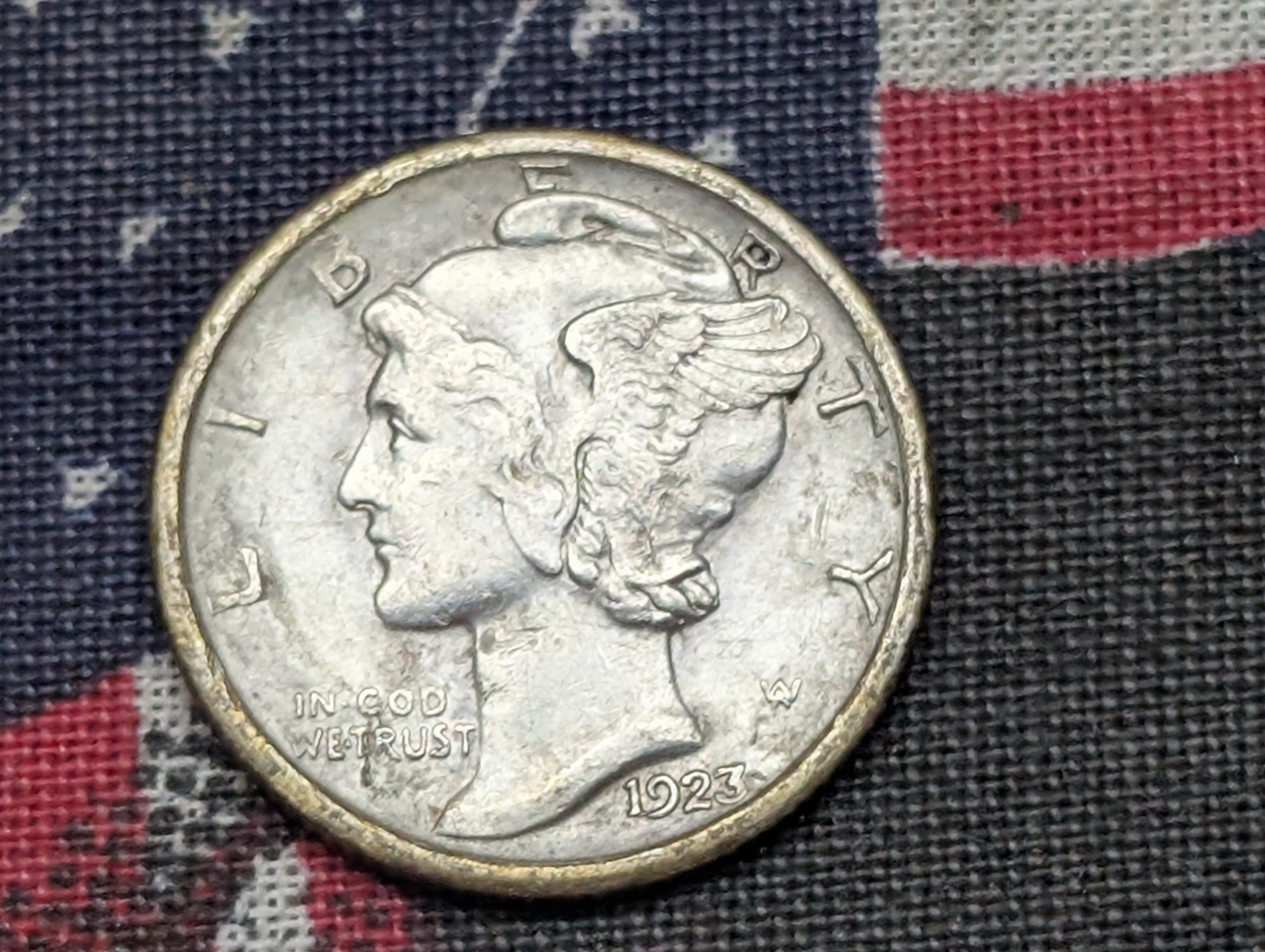 1923-S Mercury 90% Silver Dime