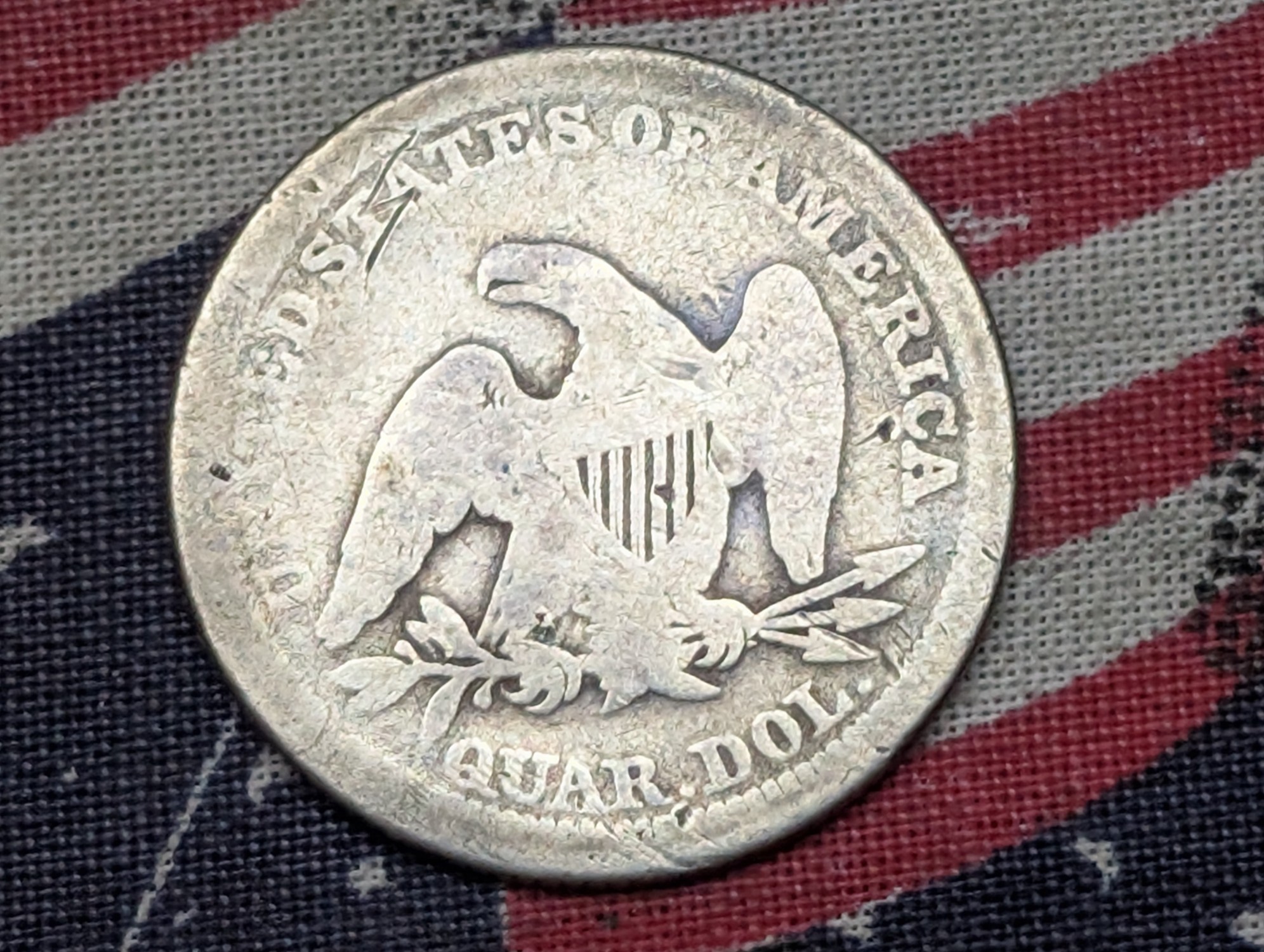1854 Seated Liberty 90% Silver Quarter