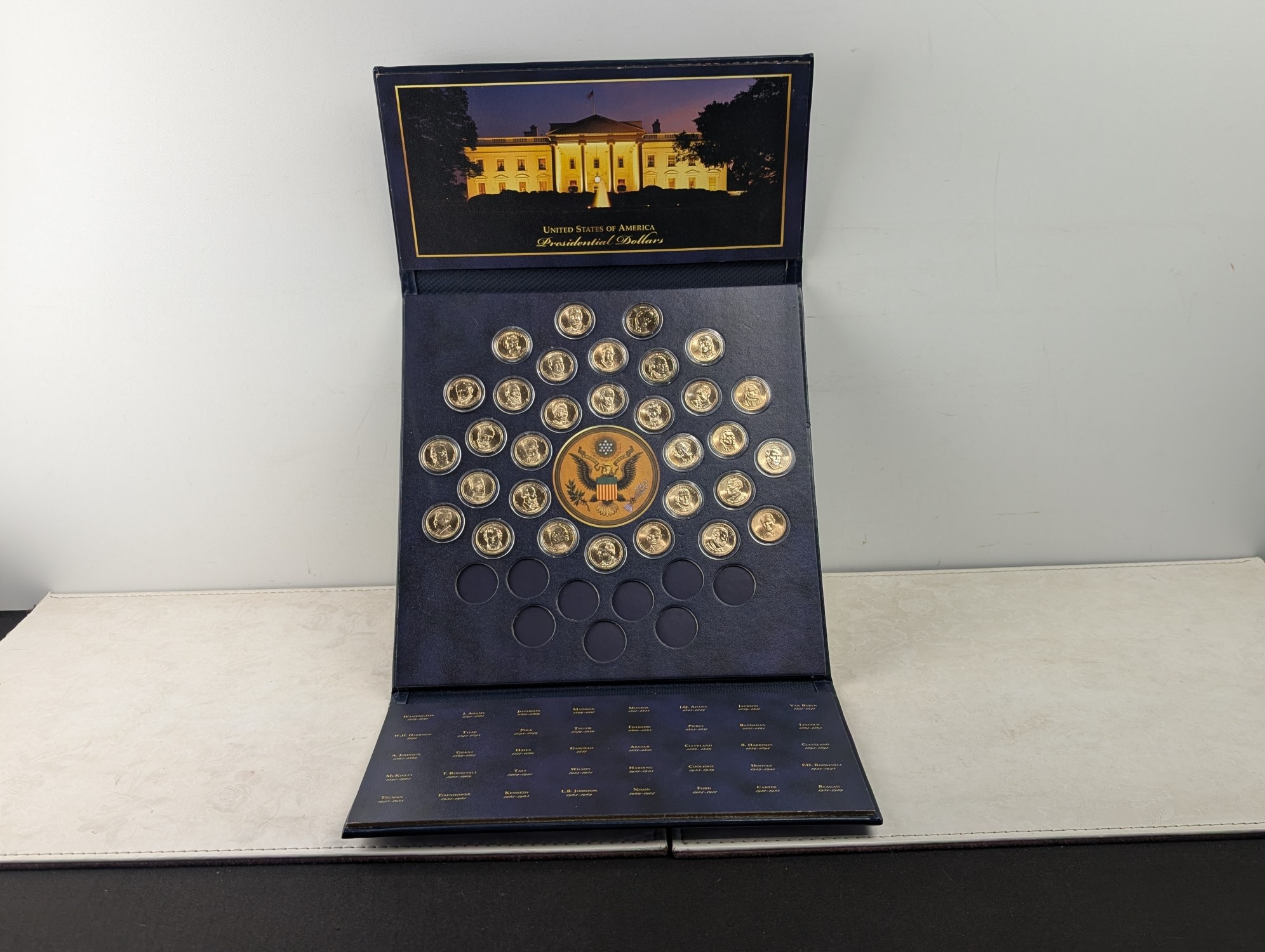 Partial Collection of Presidential Dollars in Nice Display (31 Coins)