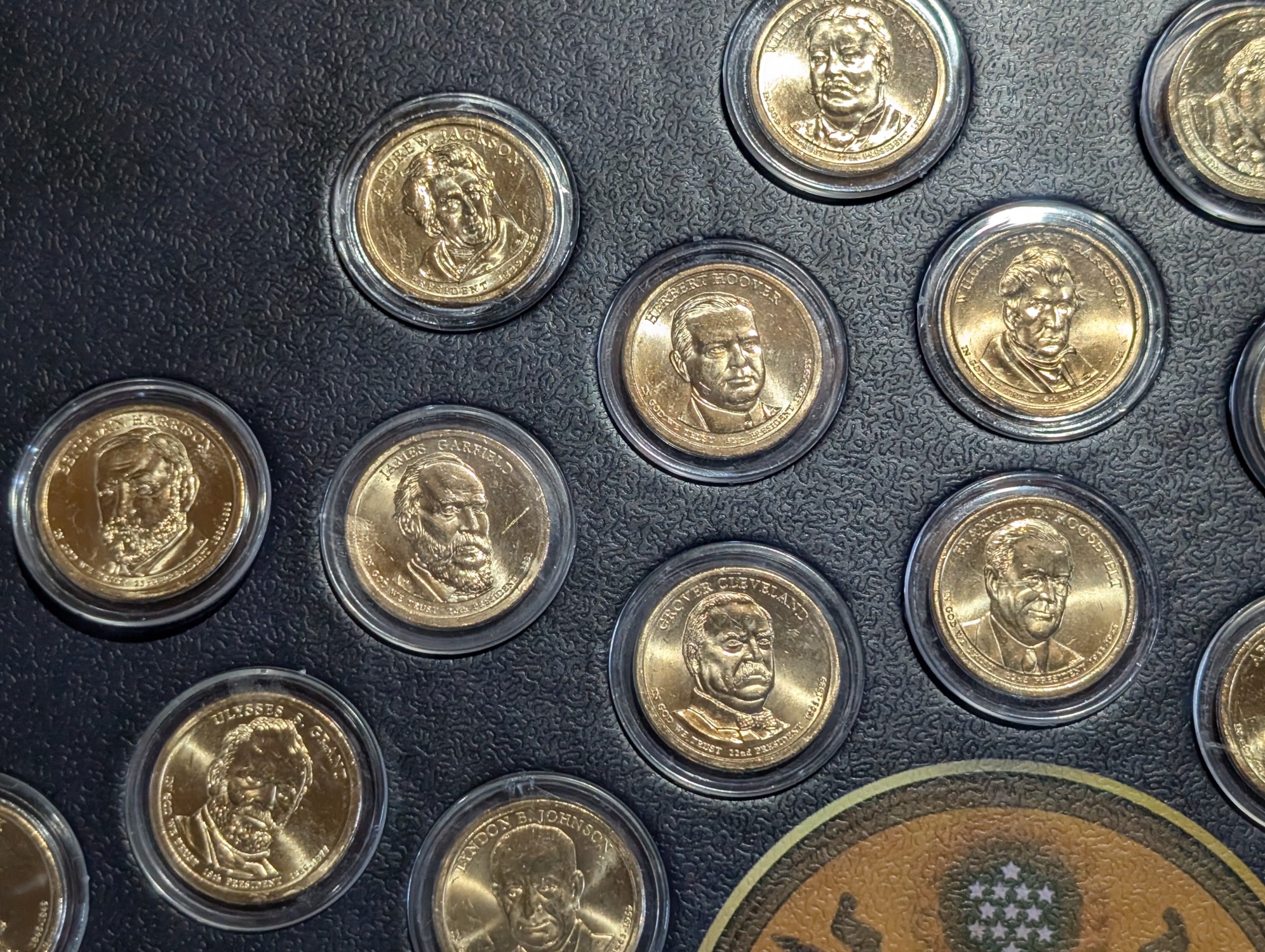 Partial Collection of Presidential Dollars in Nice Display (31 Coins)