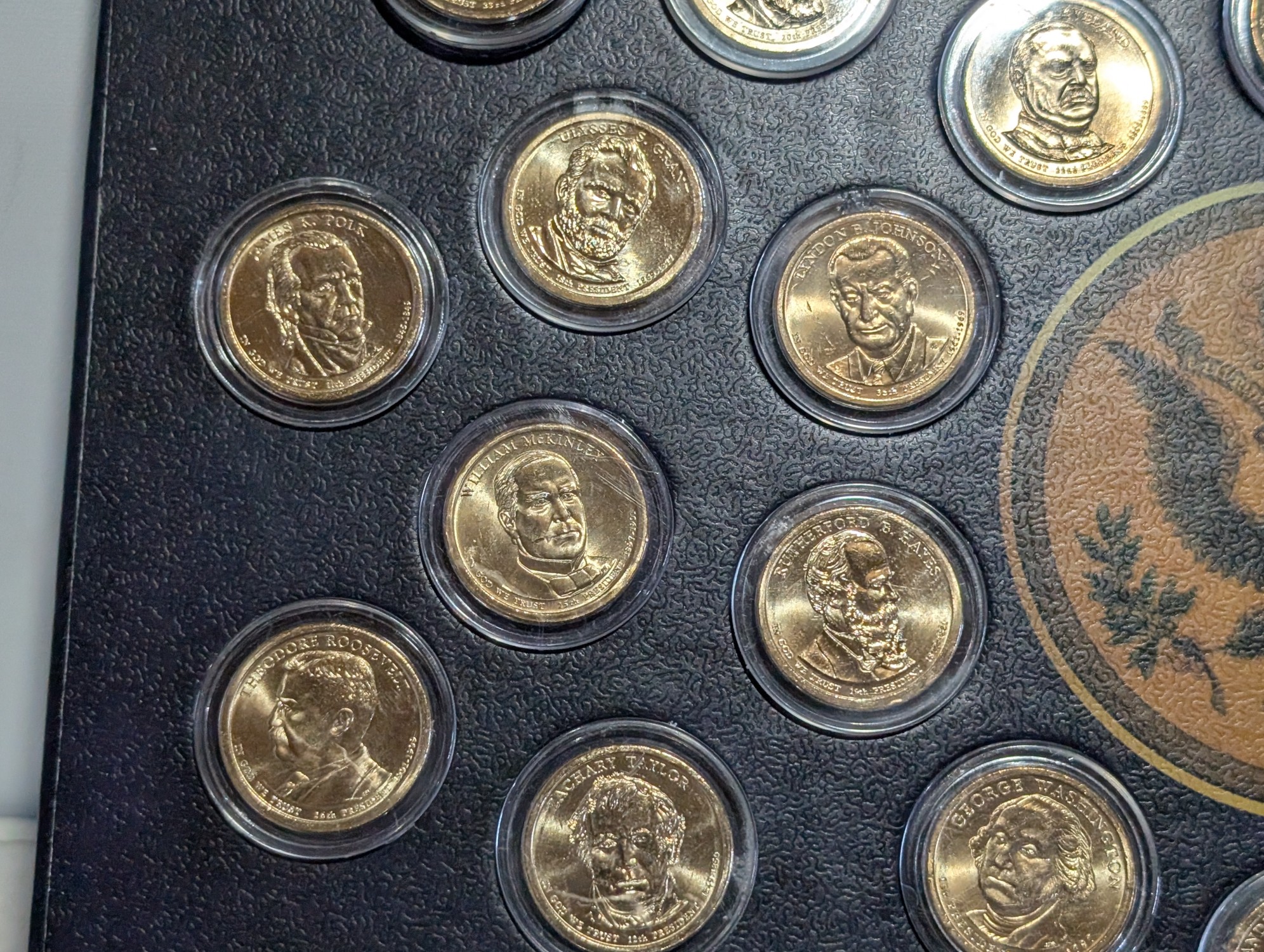 Partial Collection of Presidential Dollars in Nice Display (31 Coins)