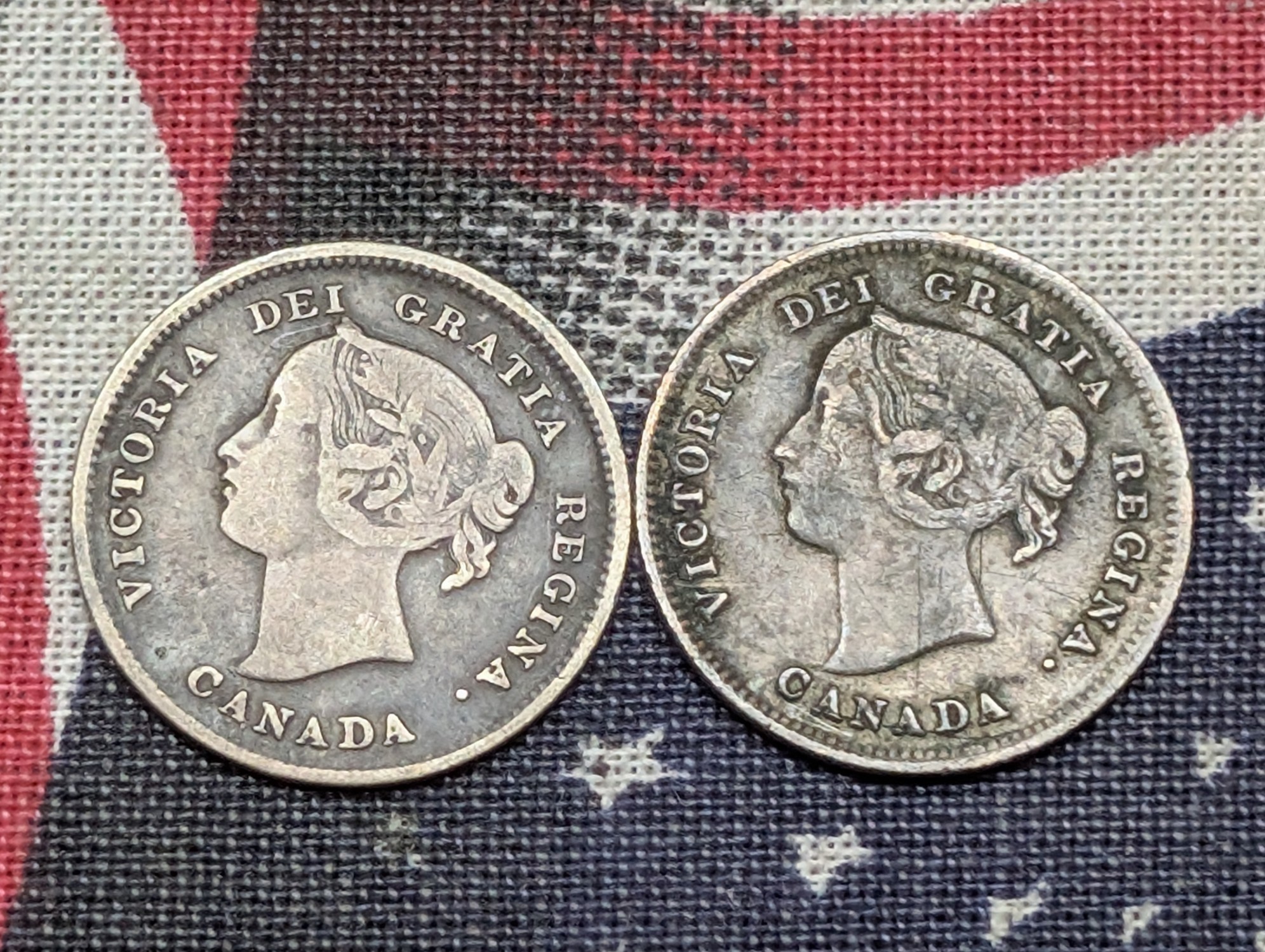 1893, 1891 & 1897 Canada 92.5% Silver 5 Cents - 1.16g each