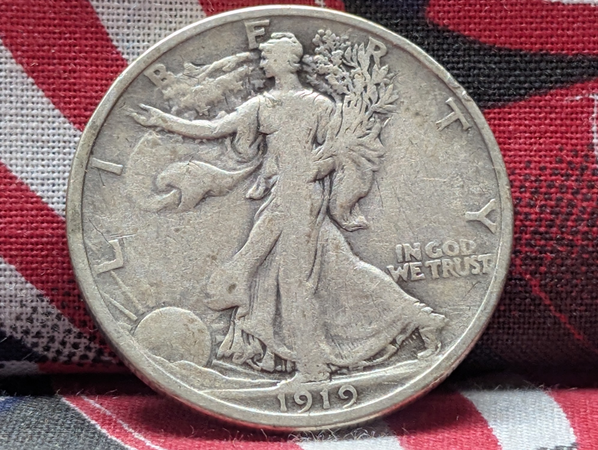 1919 Walking Liberty 90% Silver Half Dollar - VG+