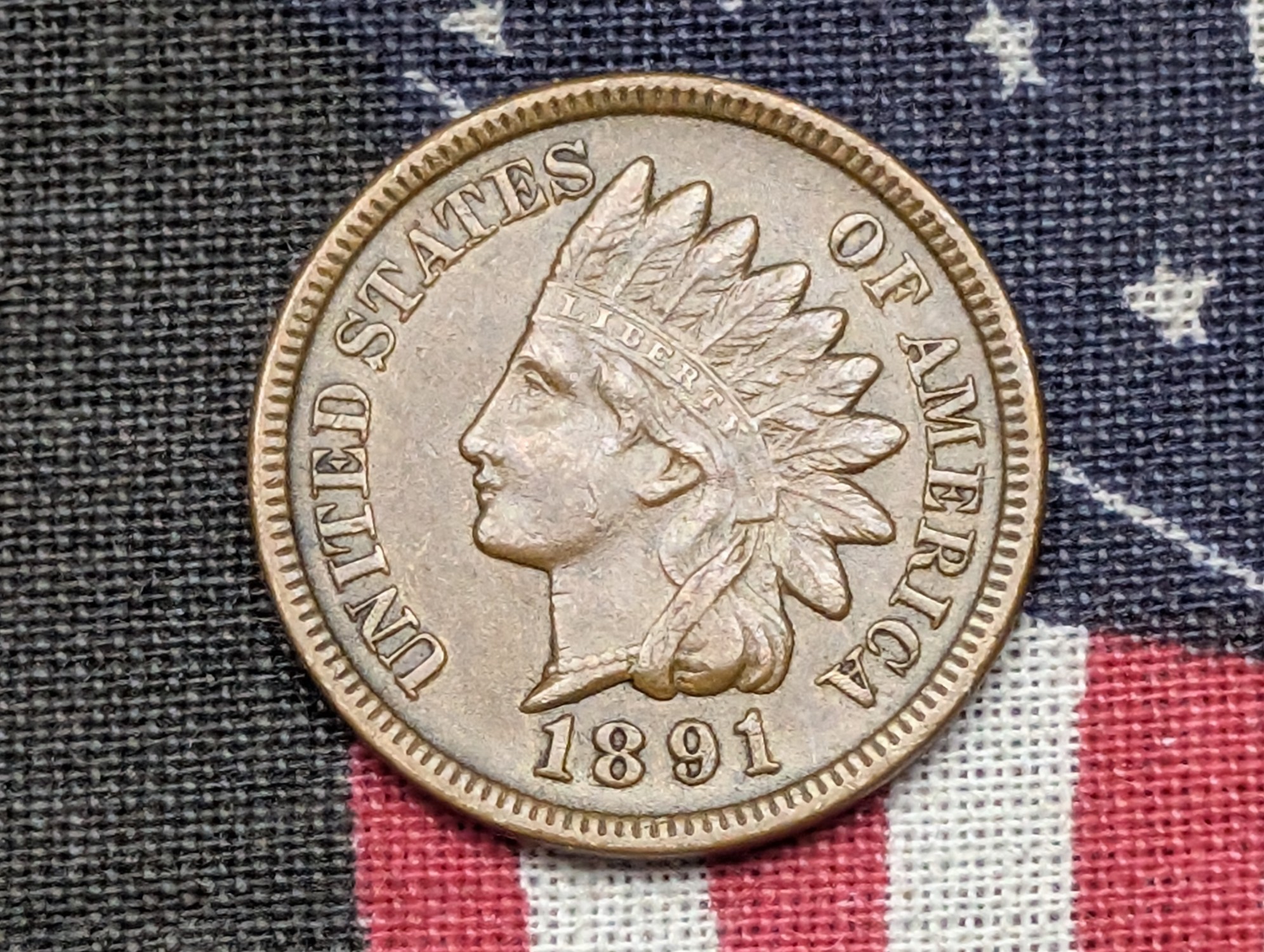 1891 Indian Head Cent - AU+