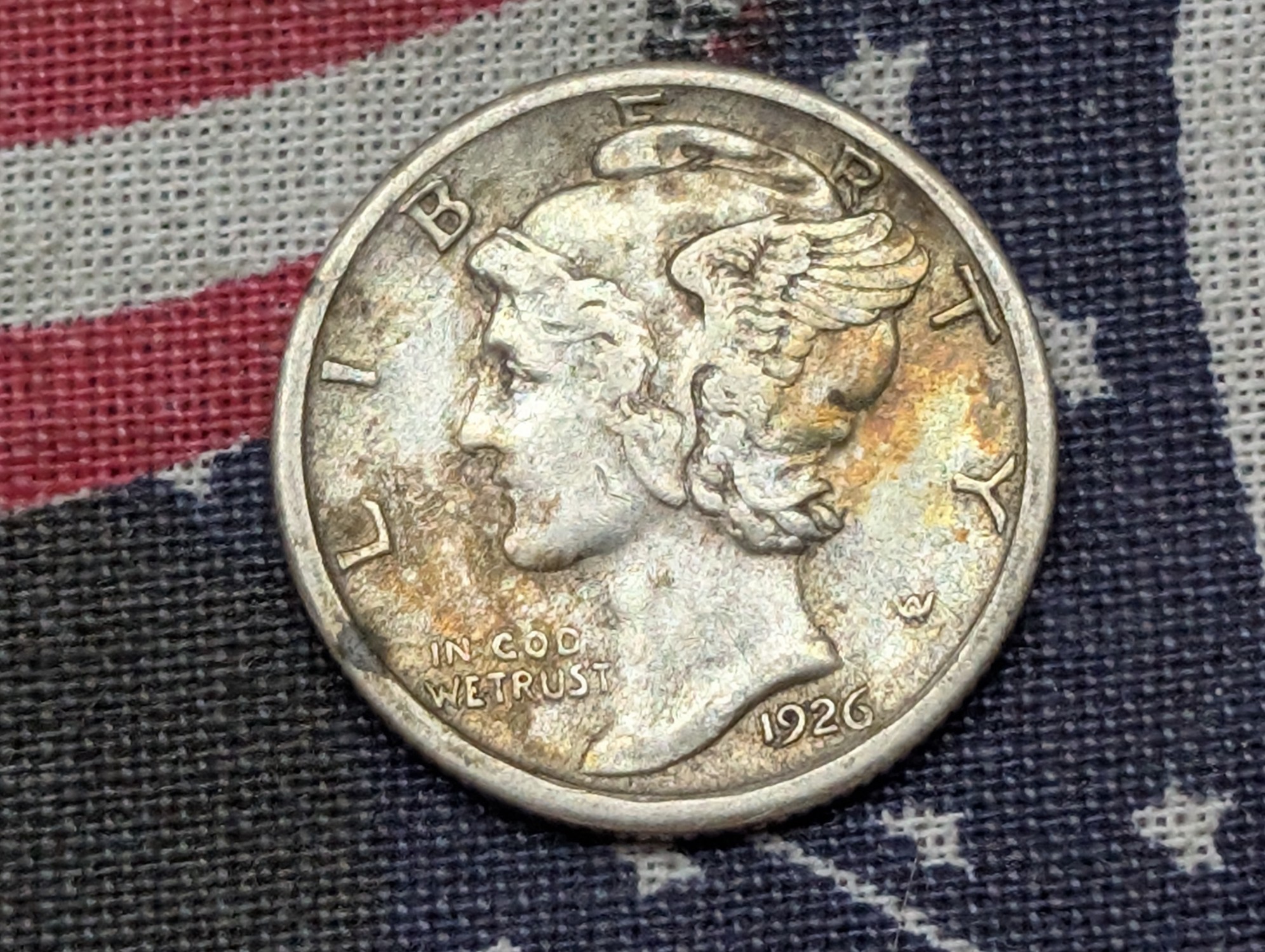XF - 1926-S Mercury 90% Silver Dime