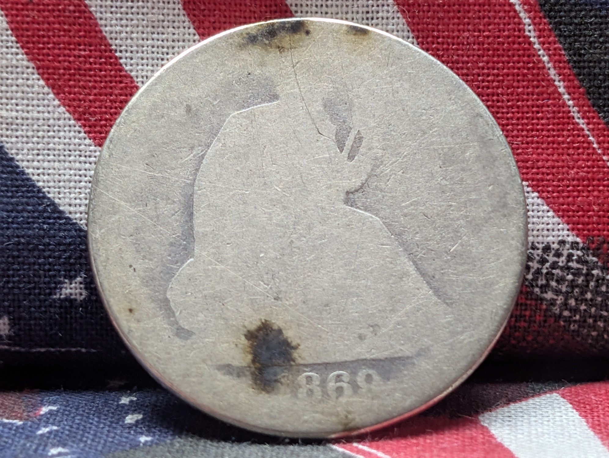 1869 Seated Liberty 90% Silver Half Dollar