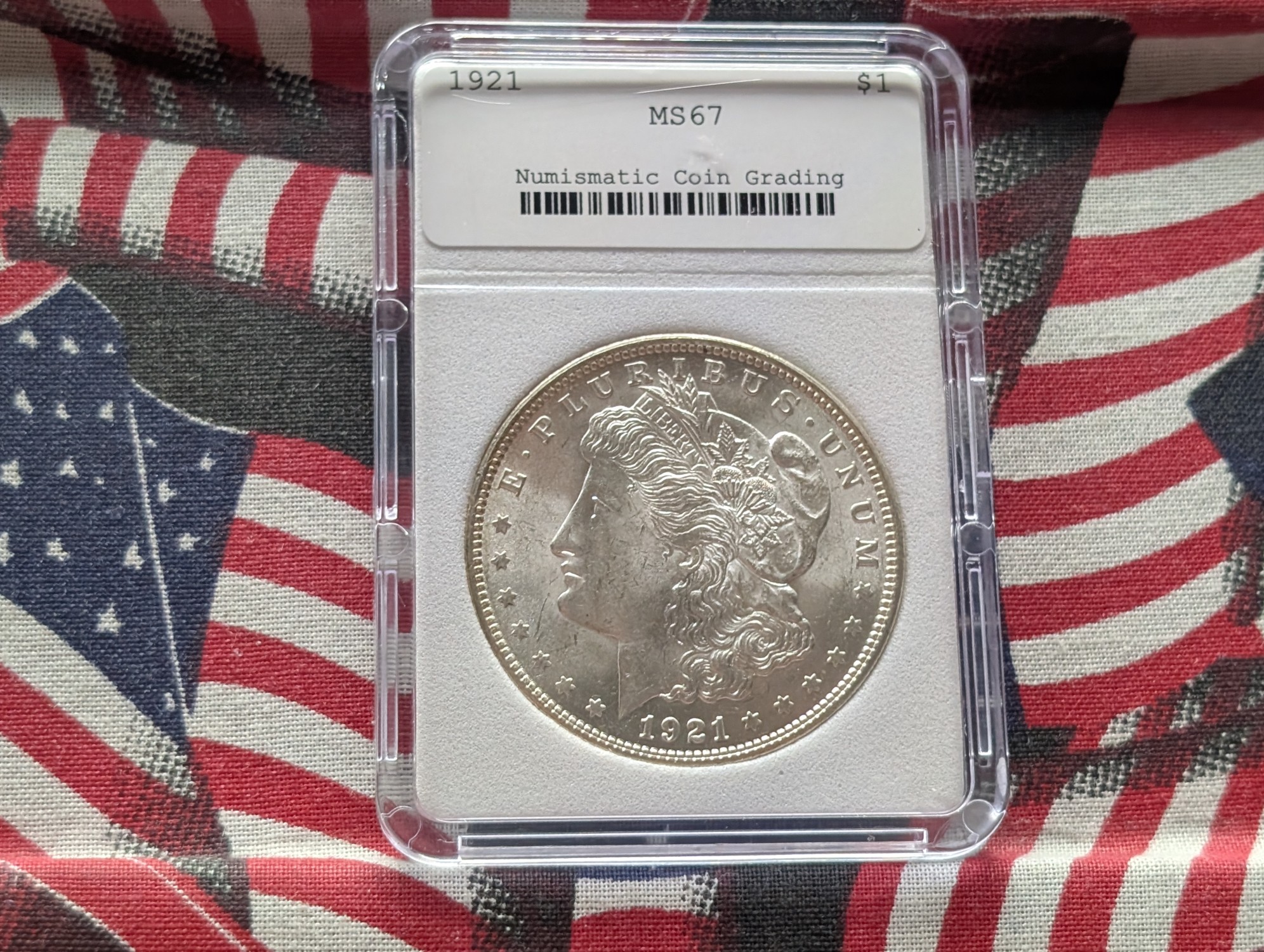 1921 Morgan 90% Silver Dollar - NCG Cert. MS67 (NOT NGC)