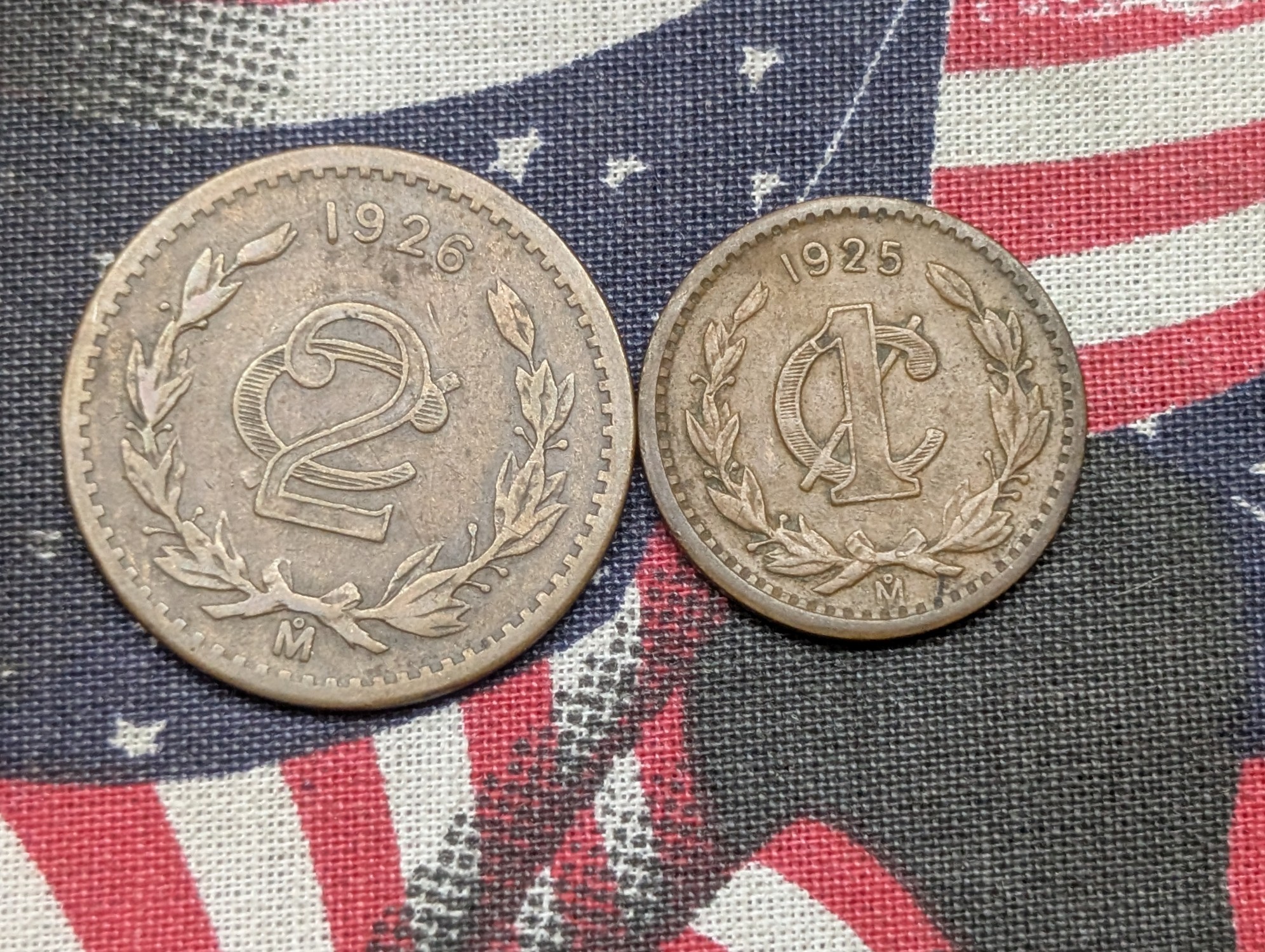 1926 Mexico 2 Centavos & 1925 Mexico 1 Centavo