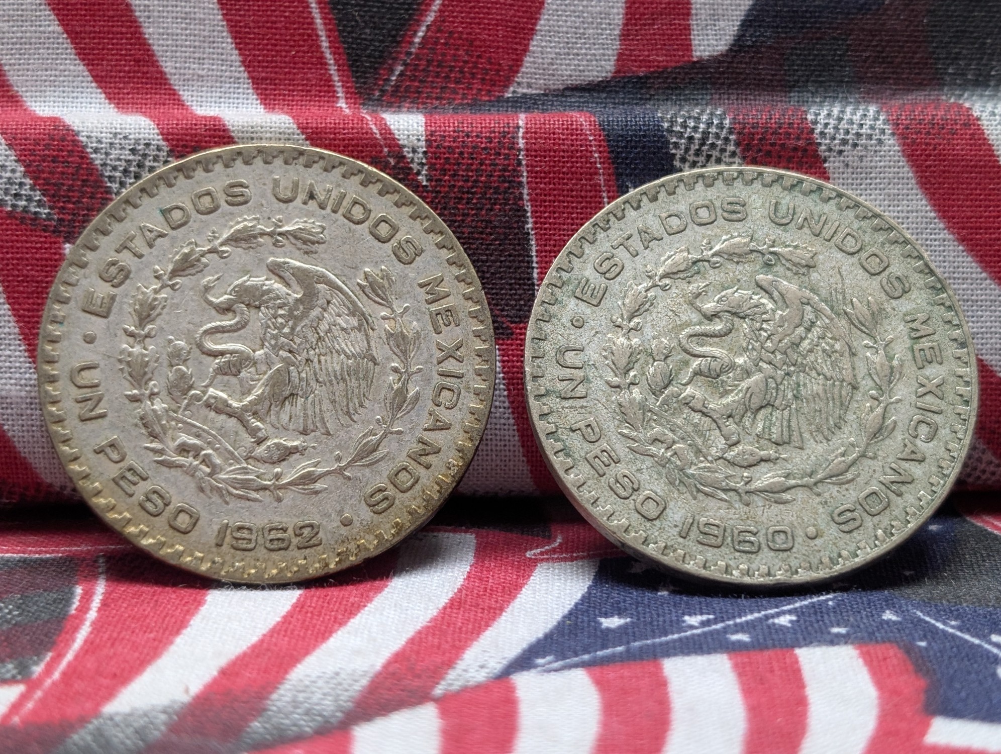 1962 & 1960 Mexico 10% Silver Pesos - 16g each