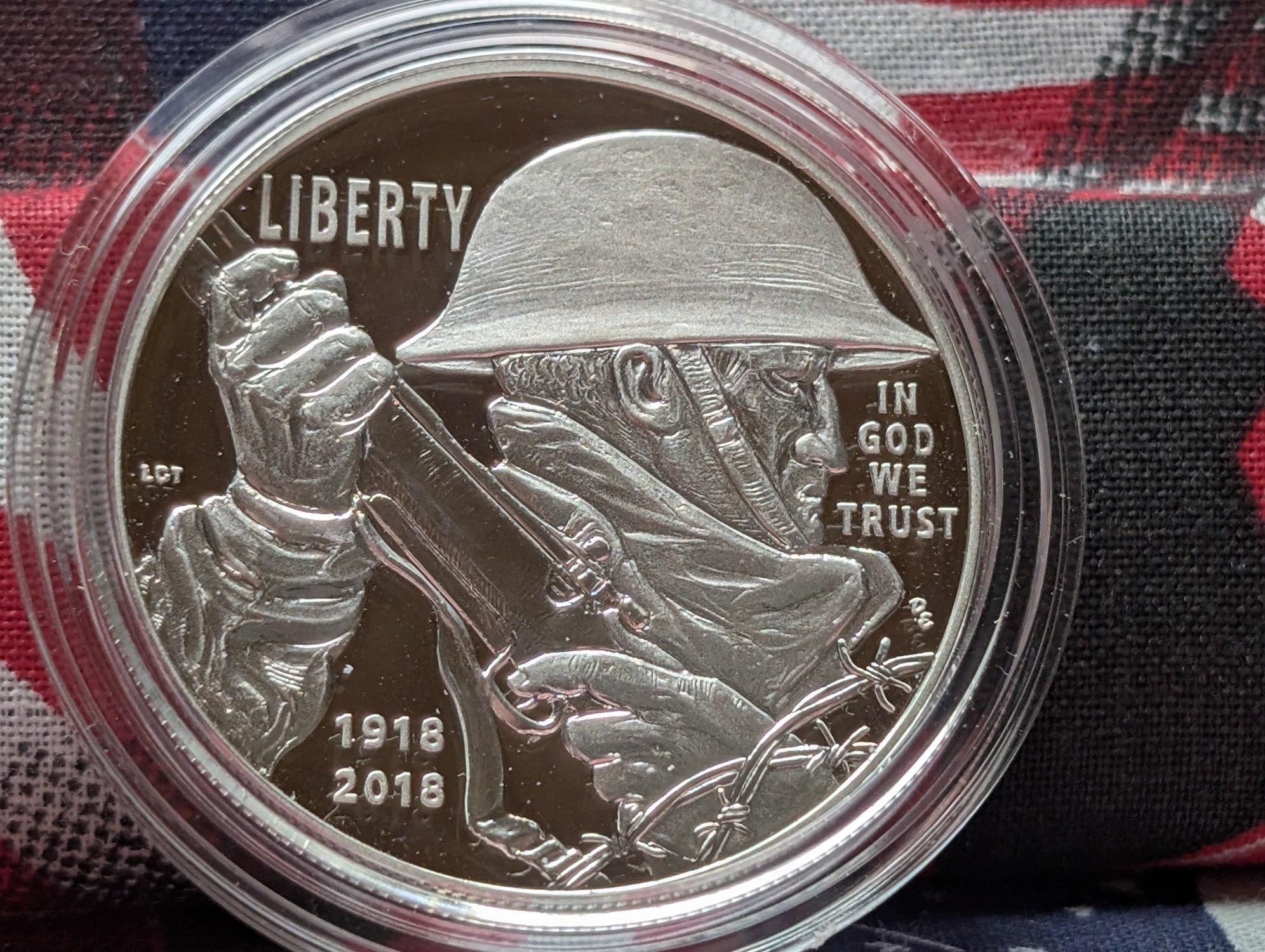 2018-P PROOF WWI Centennial Commem 90% Silver Dollar in Government Capsule