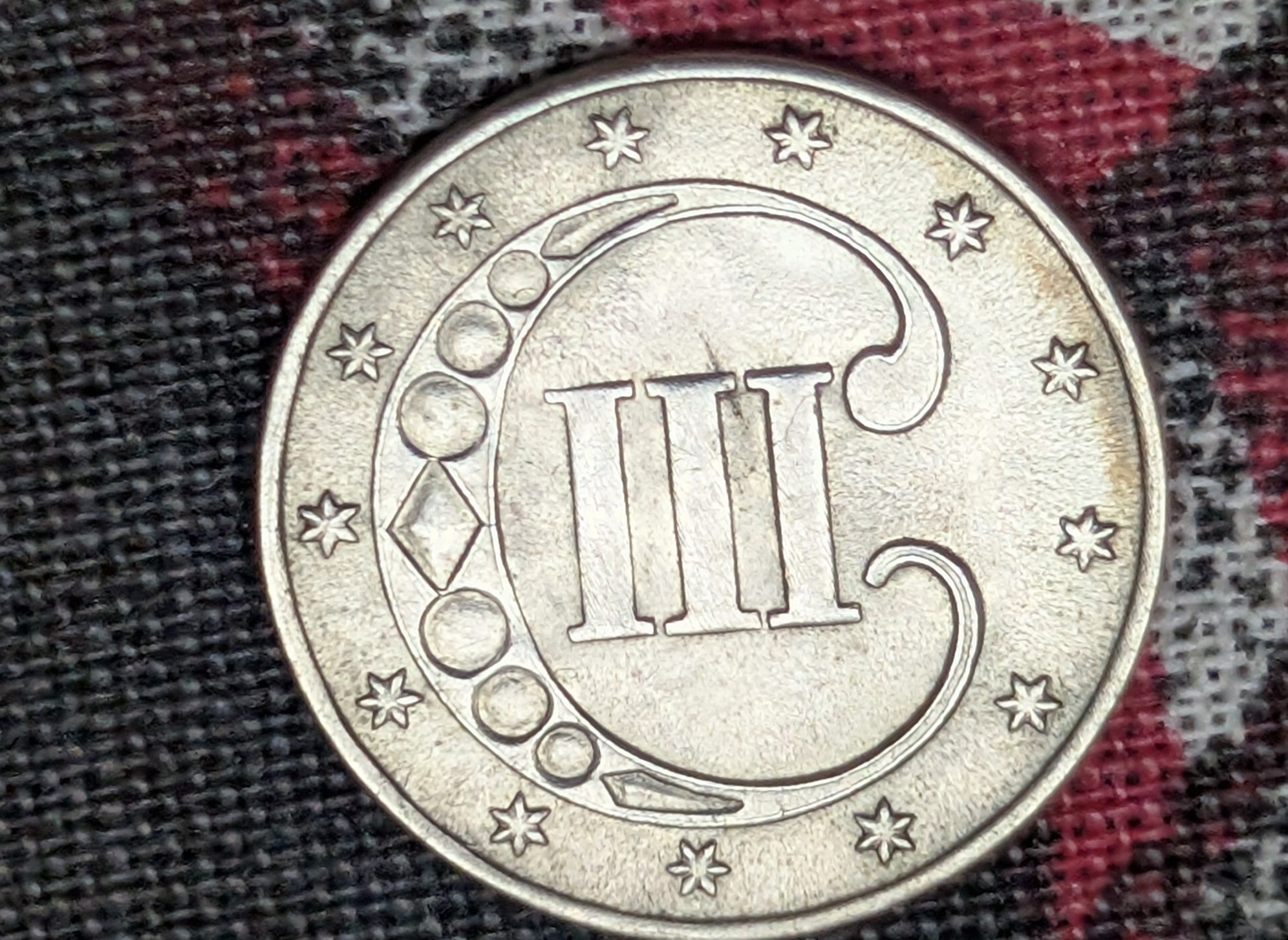 1853 Three Cent Silver - CHOICE BU - 75% Silver