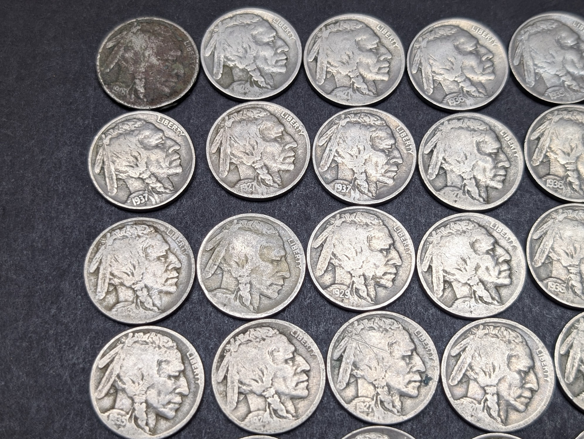 (40) Mixed Dates Indian Head Buffalo Nickels - All P Mint Mark