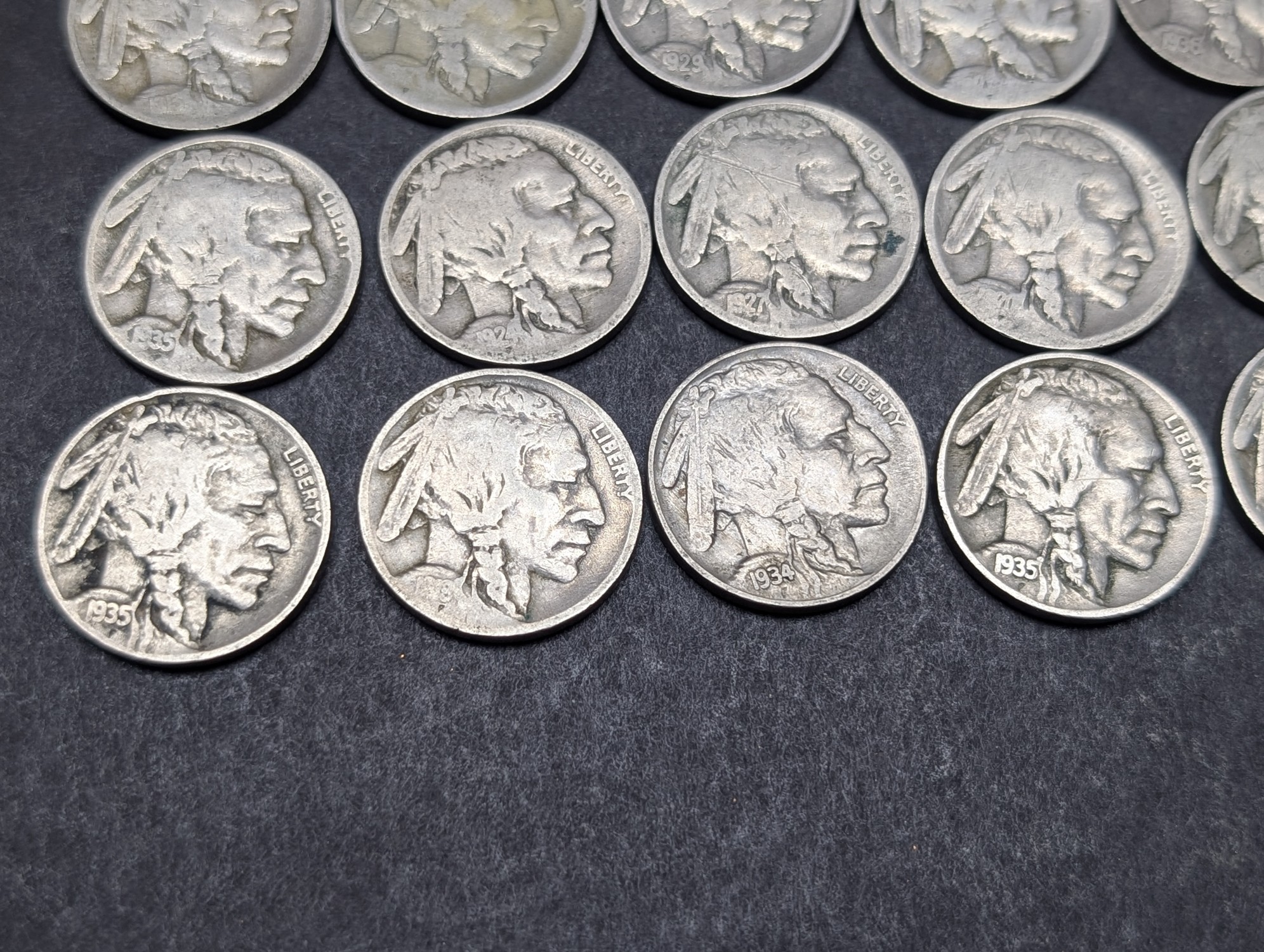 (40) Mixed Dates Indian Head Buffalo Nickels - All P Mint Mark