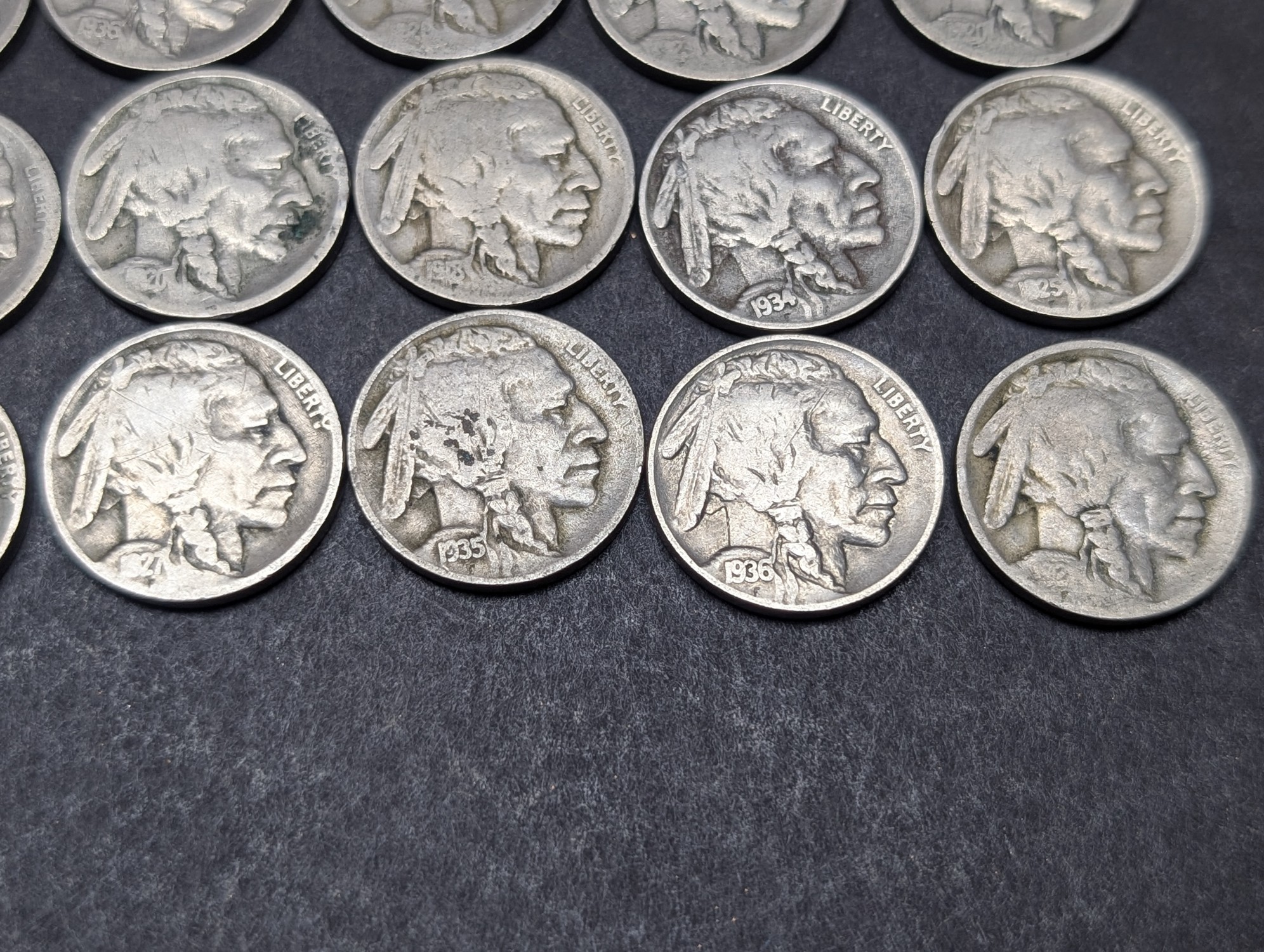 (40) Mixed Dates Indian Head Buffalo Nickels - All P Mint Mark